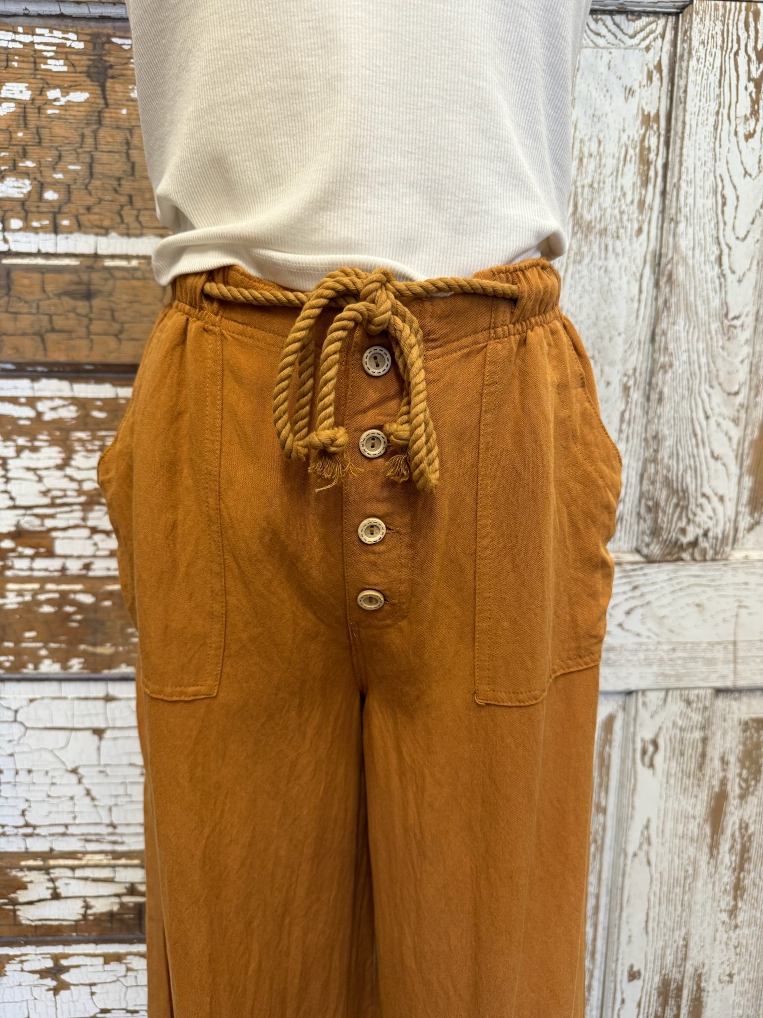 Button wide leg flowy pants