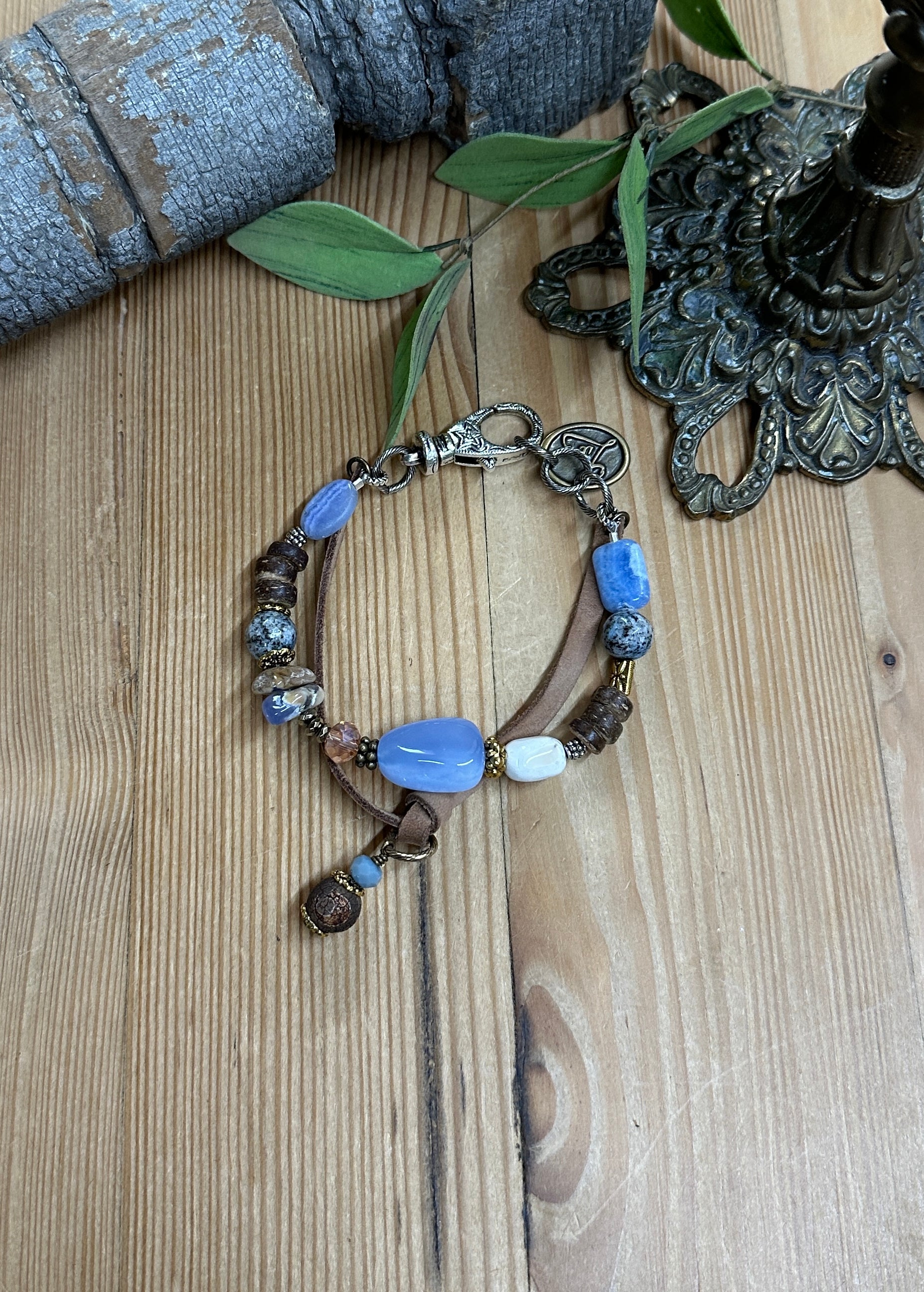 handmade blue beaded bracelet