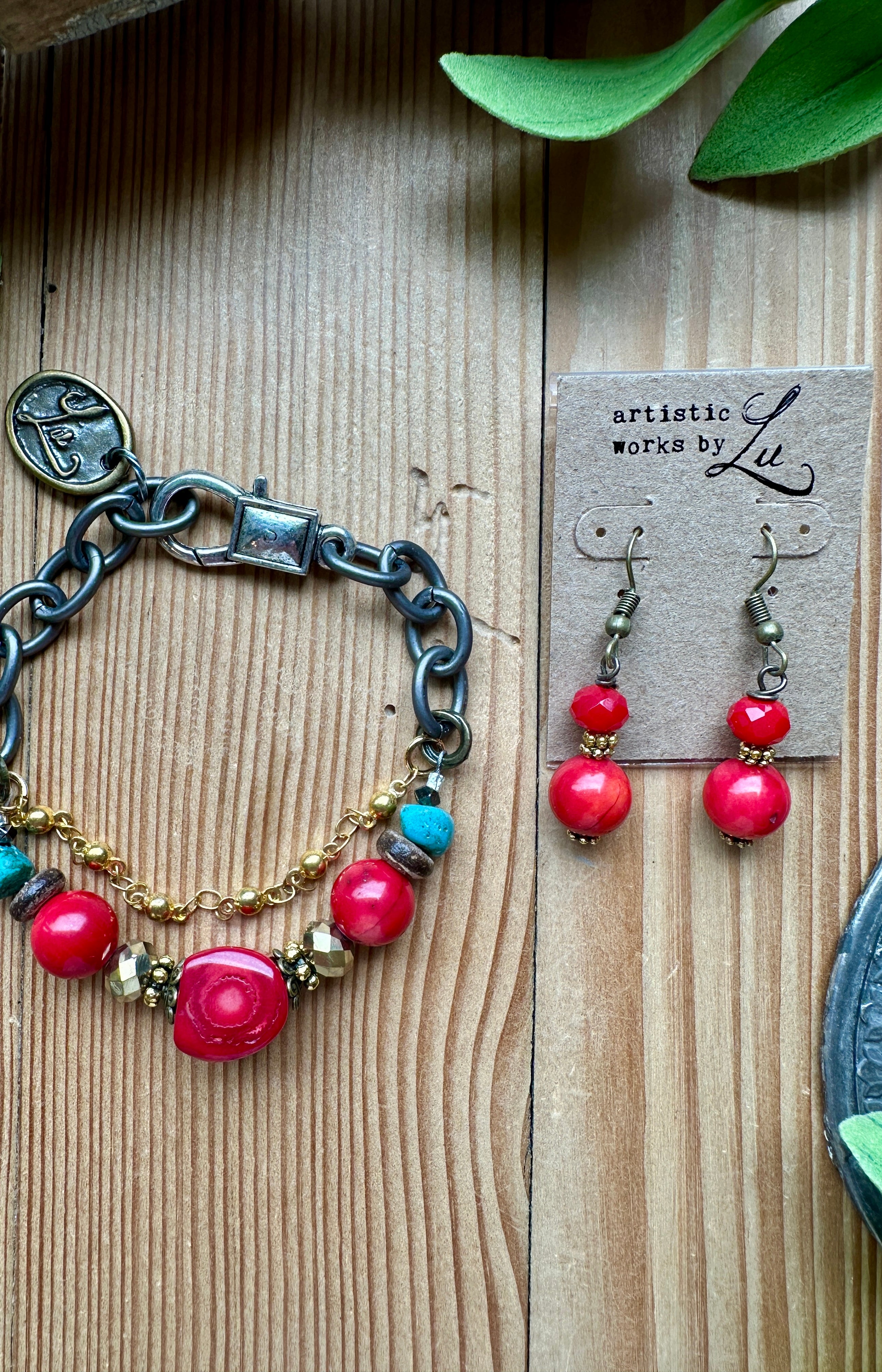 handmade red beaded bracelet