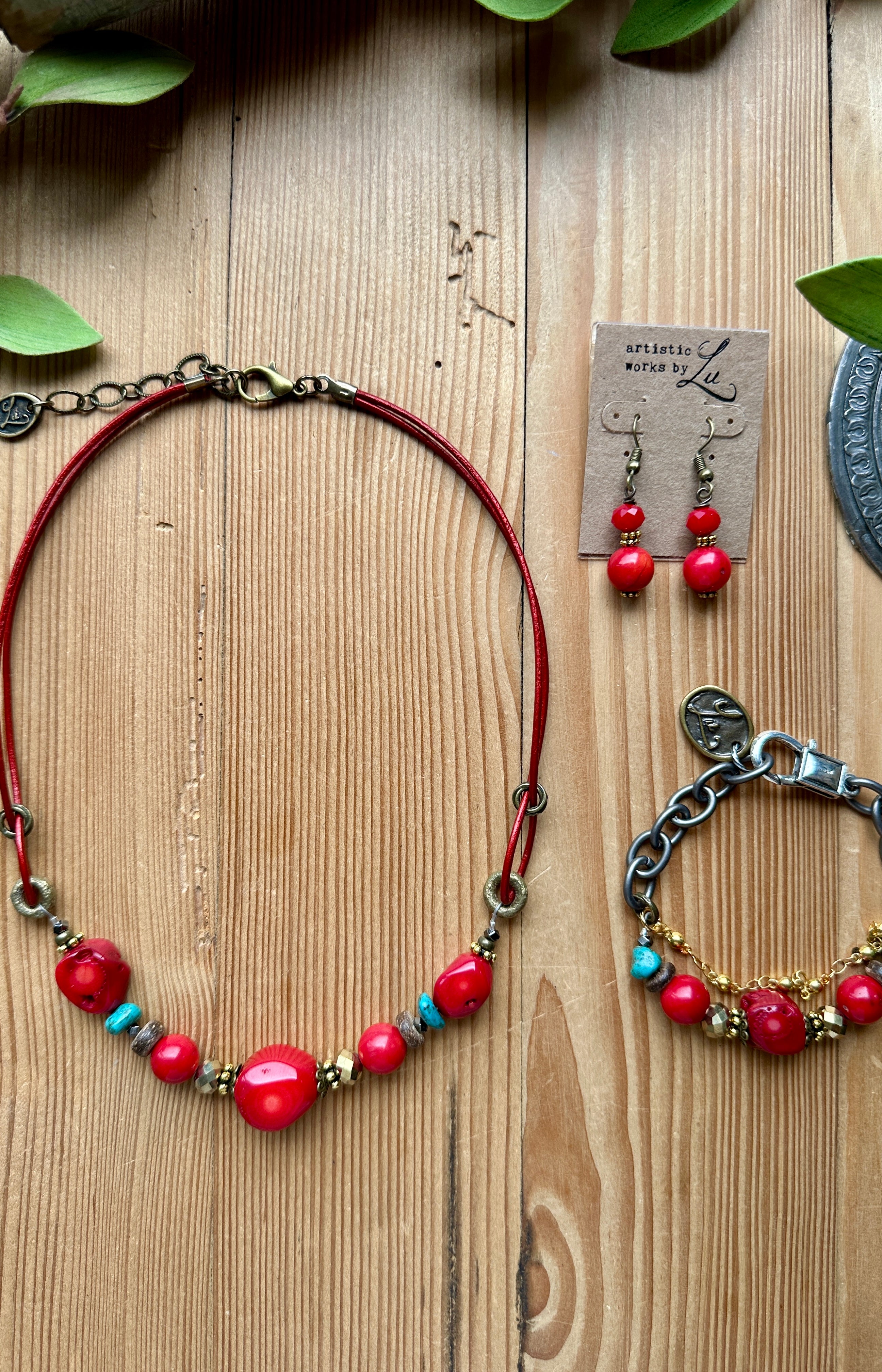 handmade red beaded bracelet