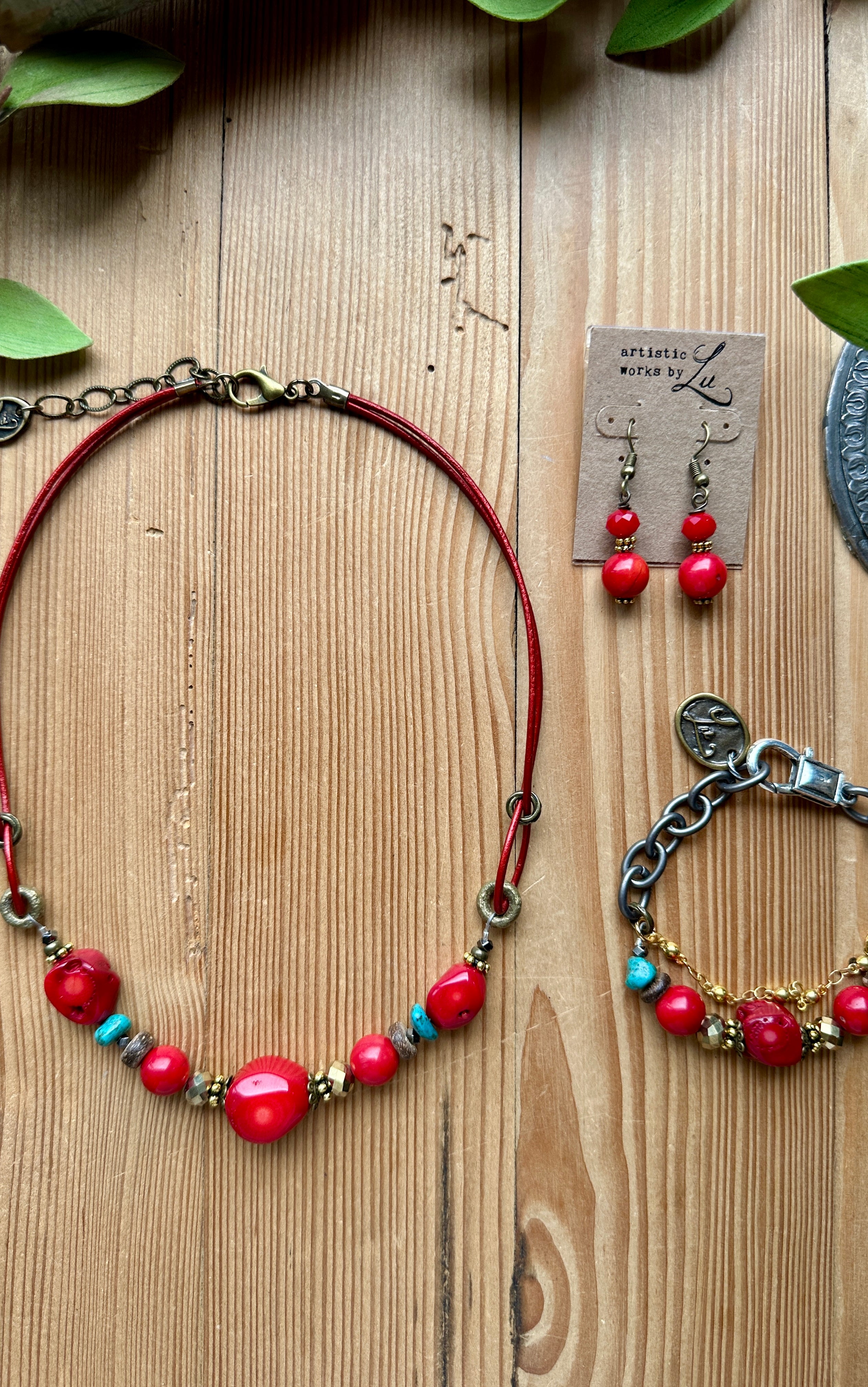 handmade red beaded bracelet