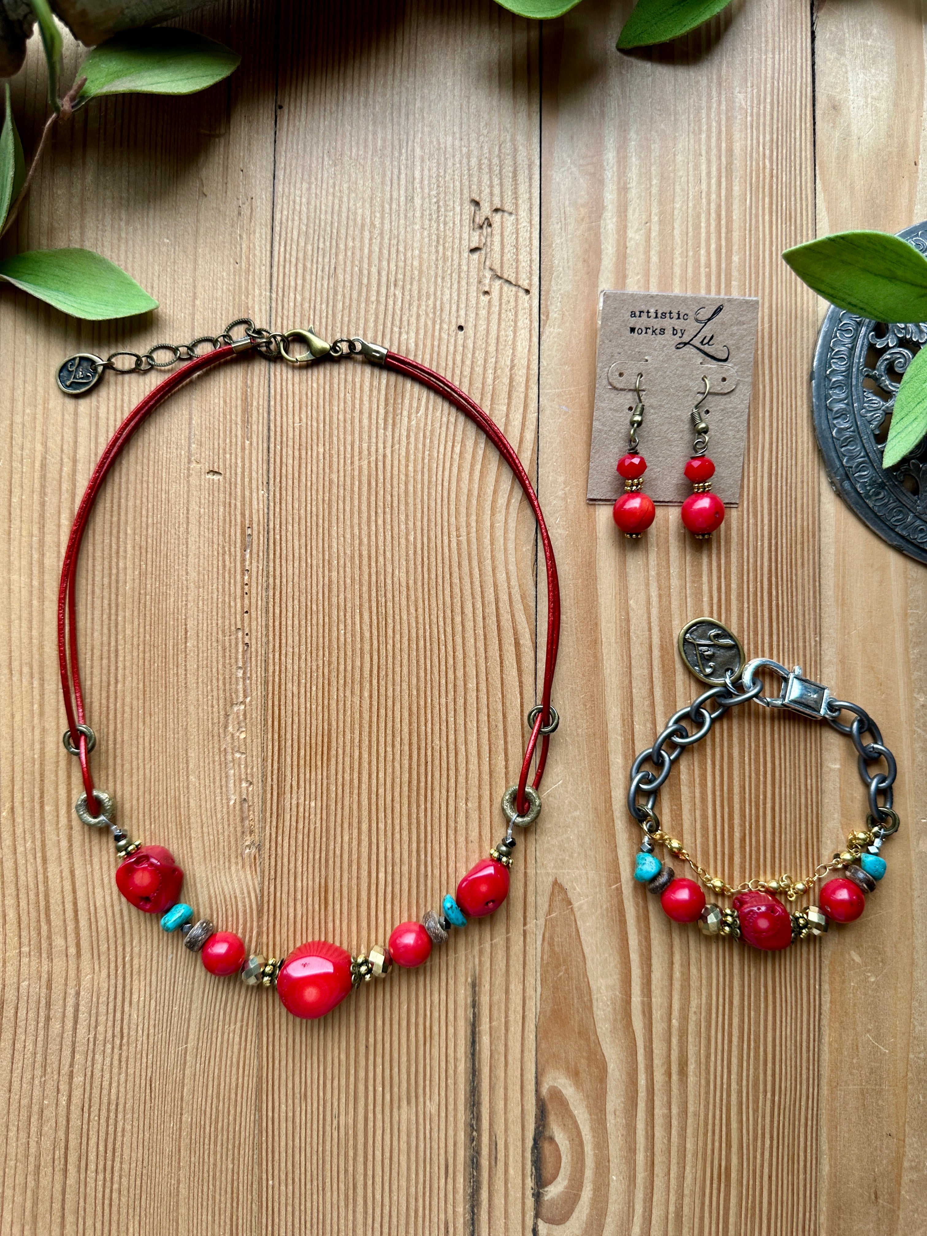 handmade red beaded bracelet
