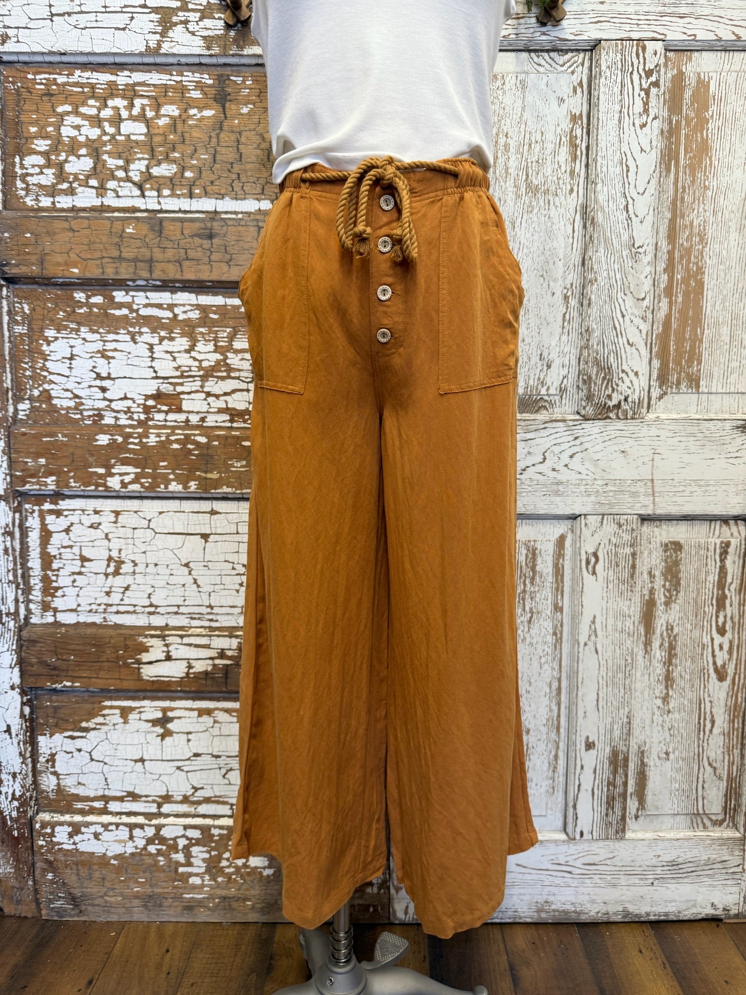 Button wide leg flowy pants
