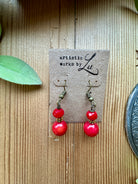 Red handmade beaded earrings