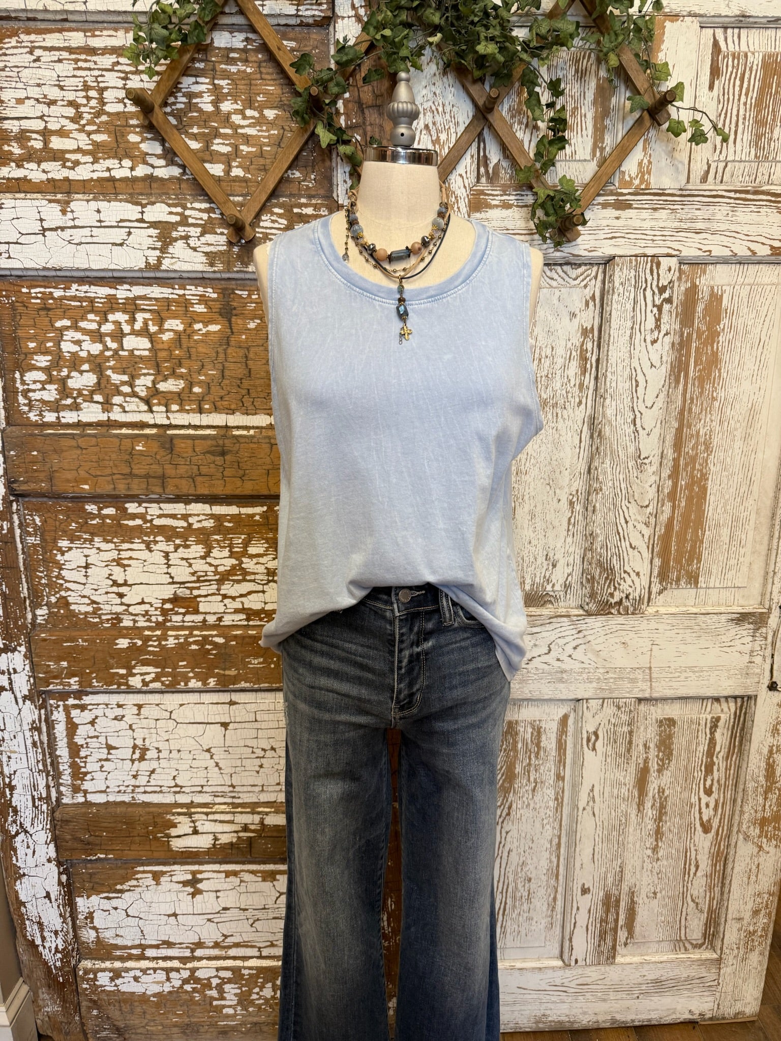 Sky blue women's boutique tank