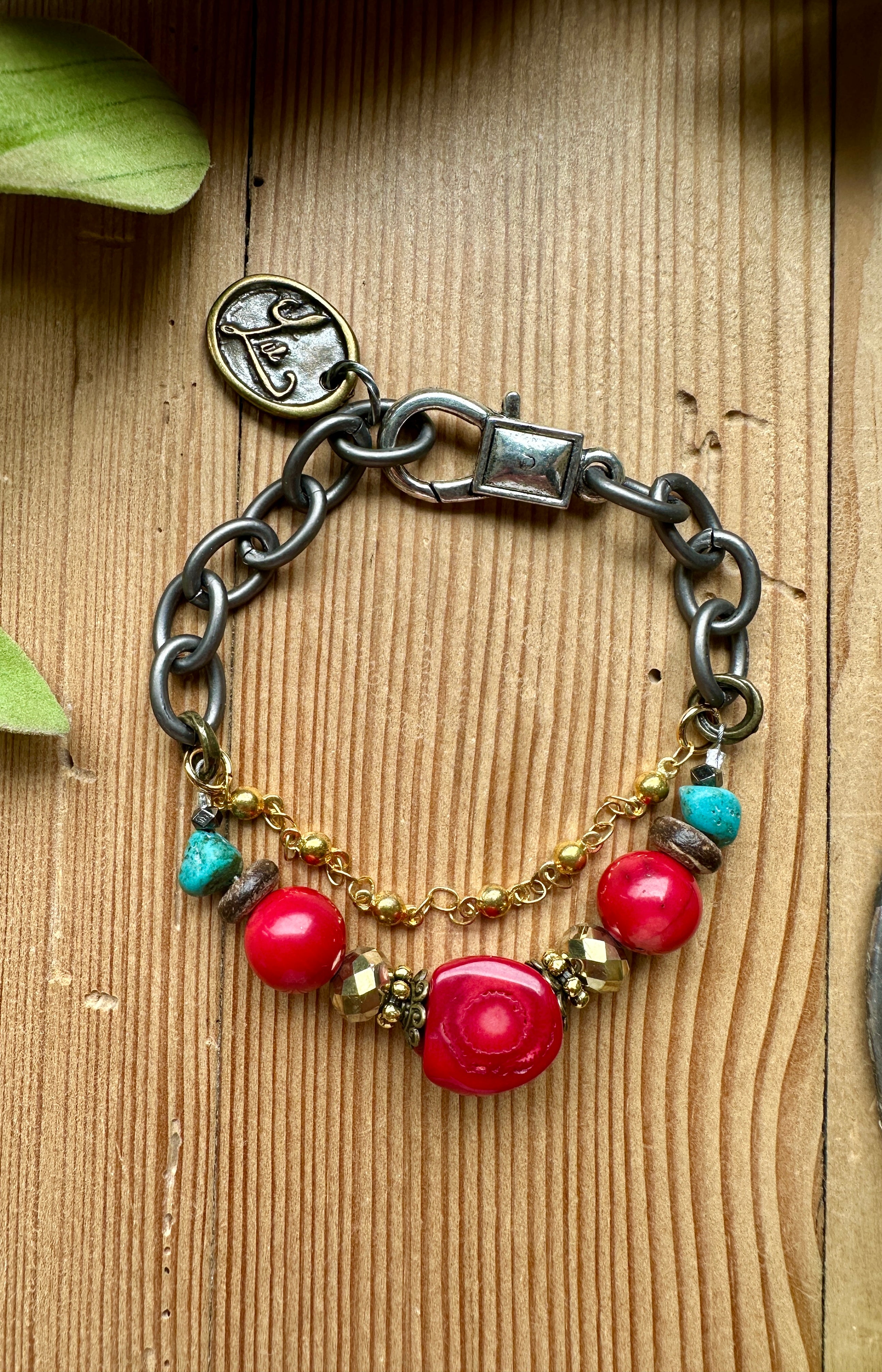 handmade red beaded bracelet