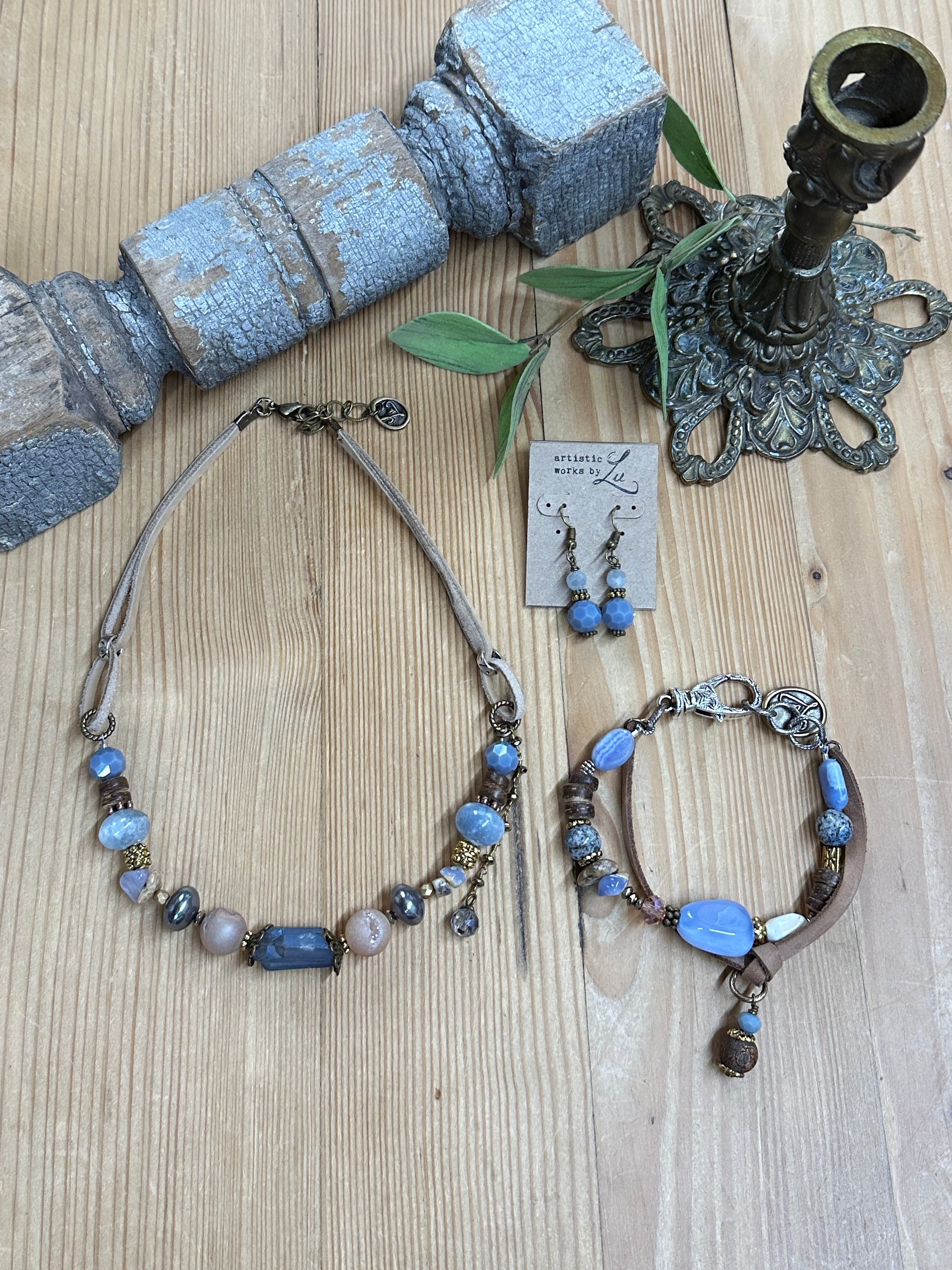 handmade blue beaded bracelet