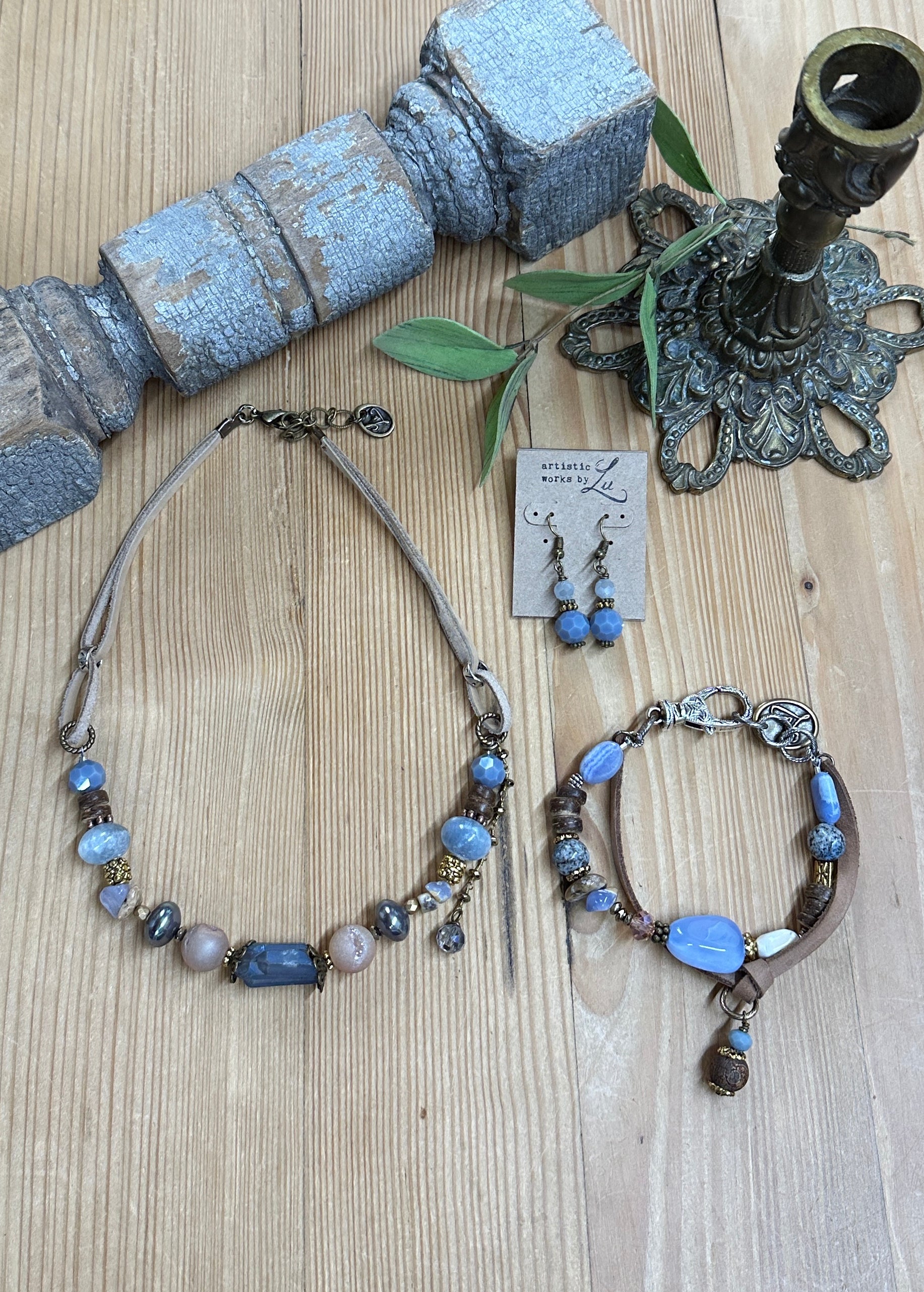 handmade blue beaded bracelet