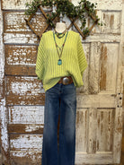 Lime open knit sweater