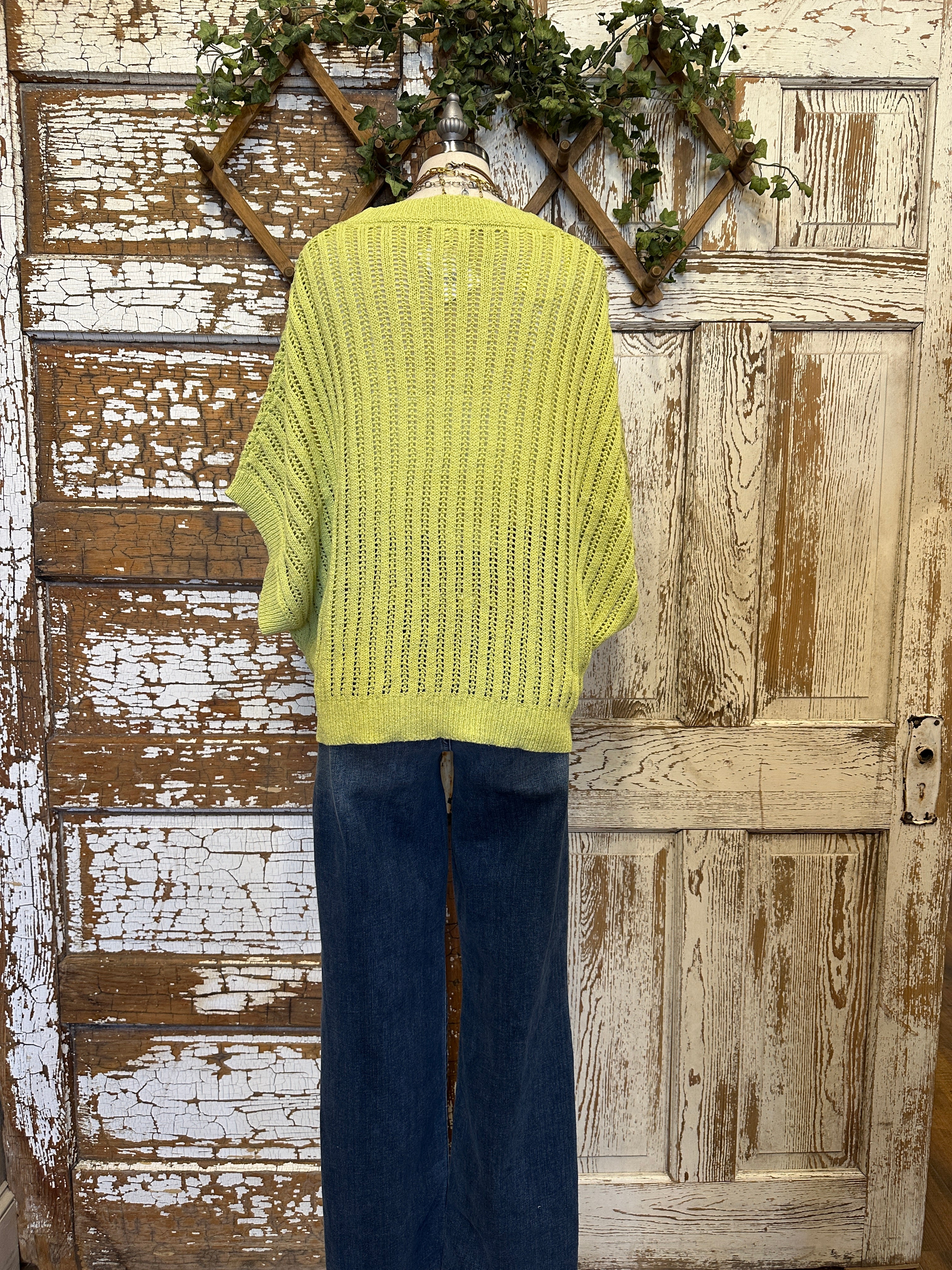 Lime open knit sweater