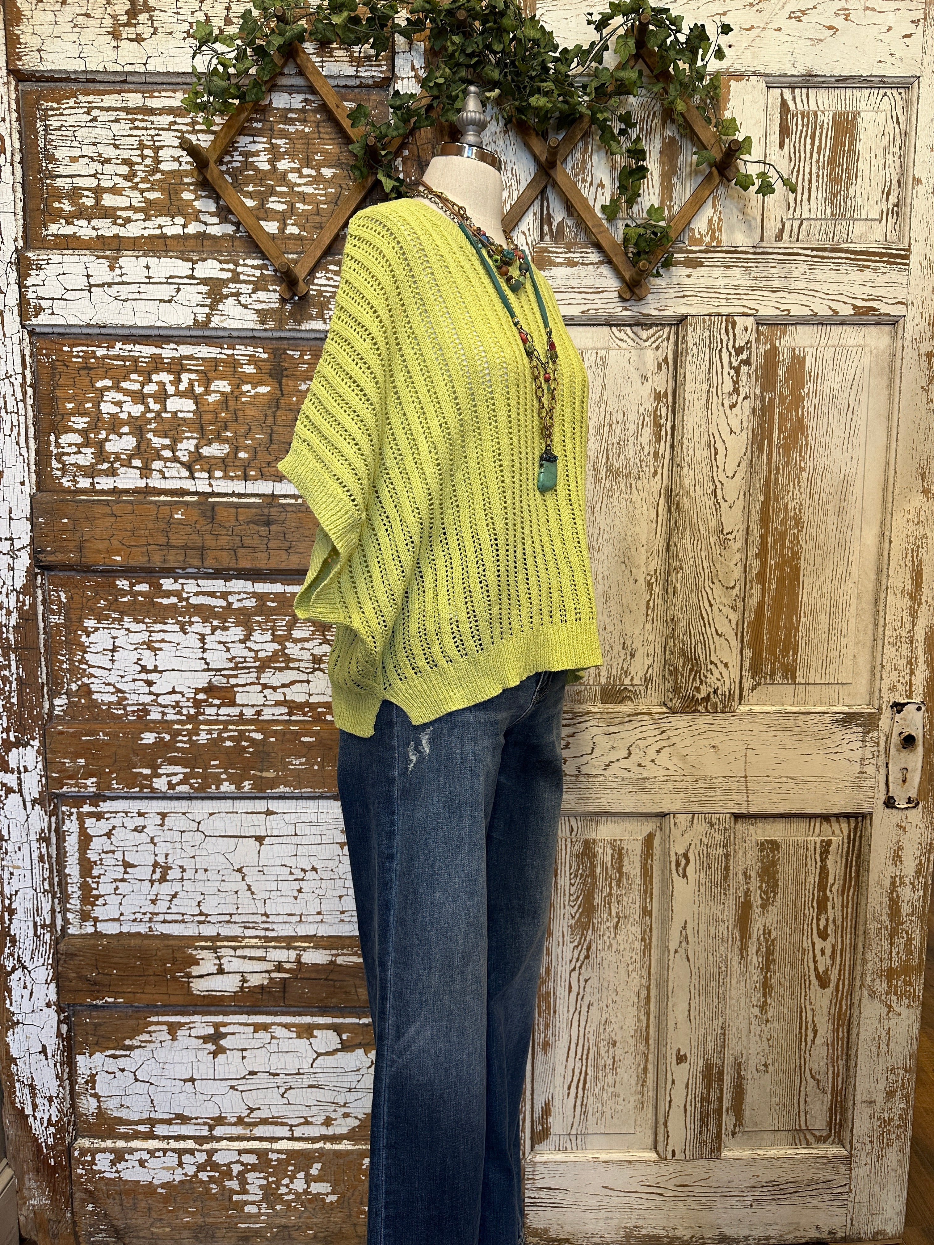 Lime open knit sweater