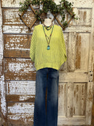 Lime open knit sweater