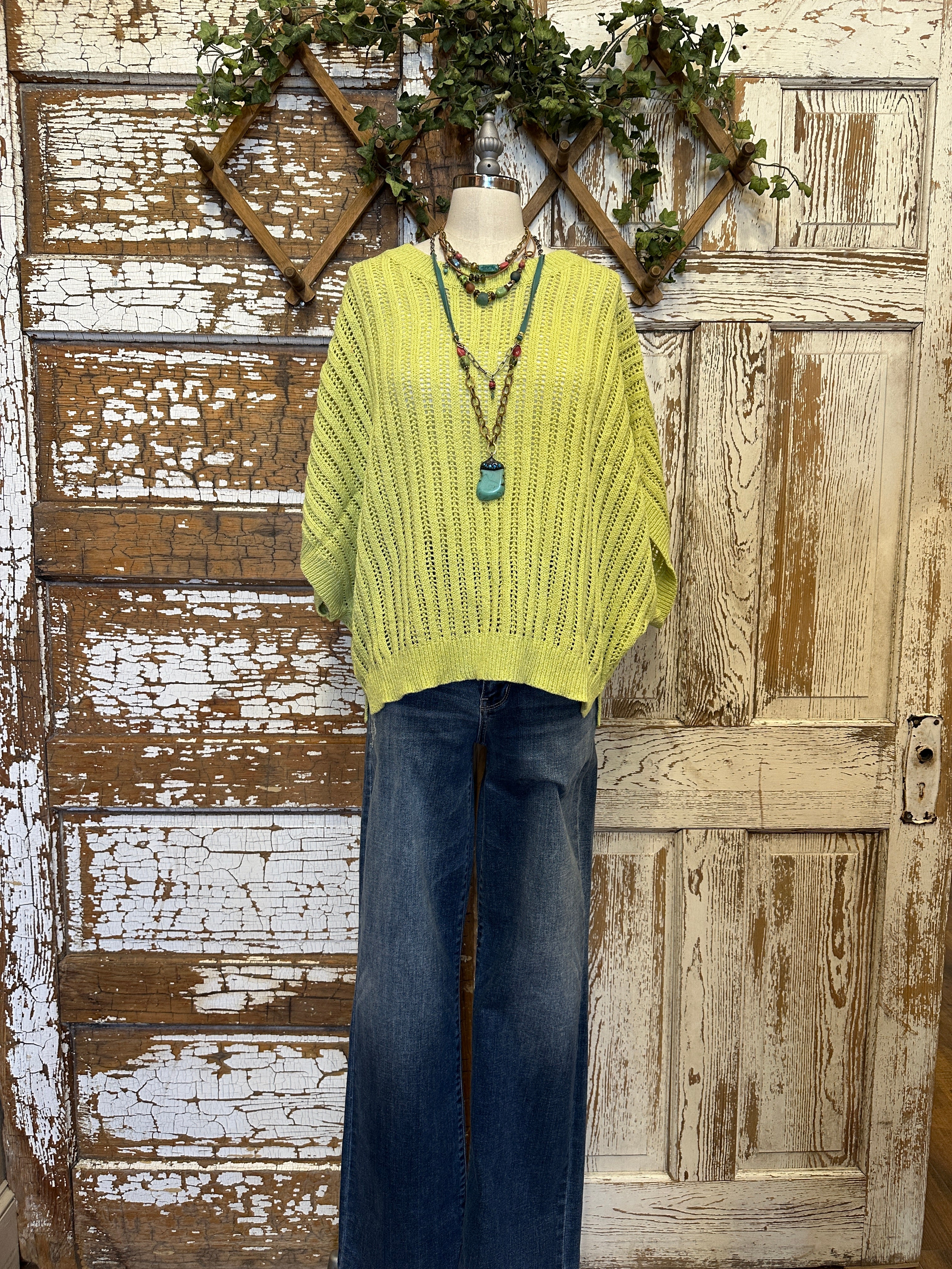 Lime open knit sweater