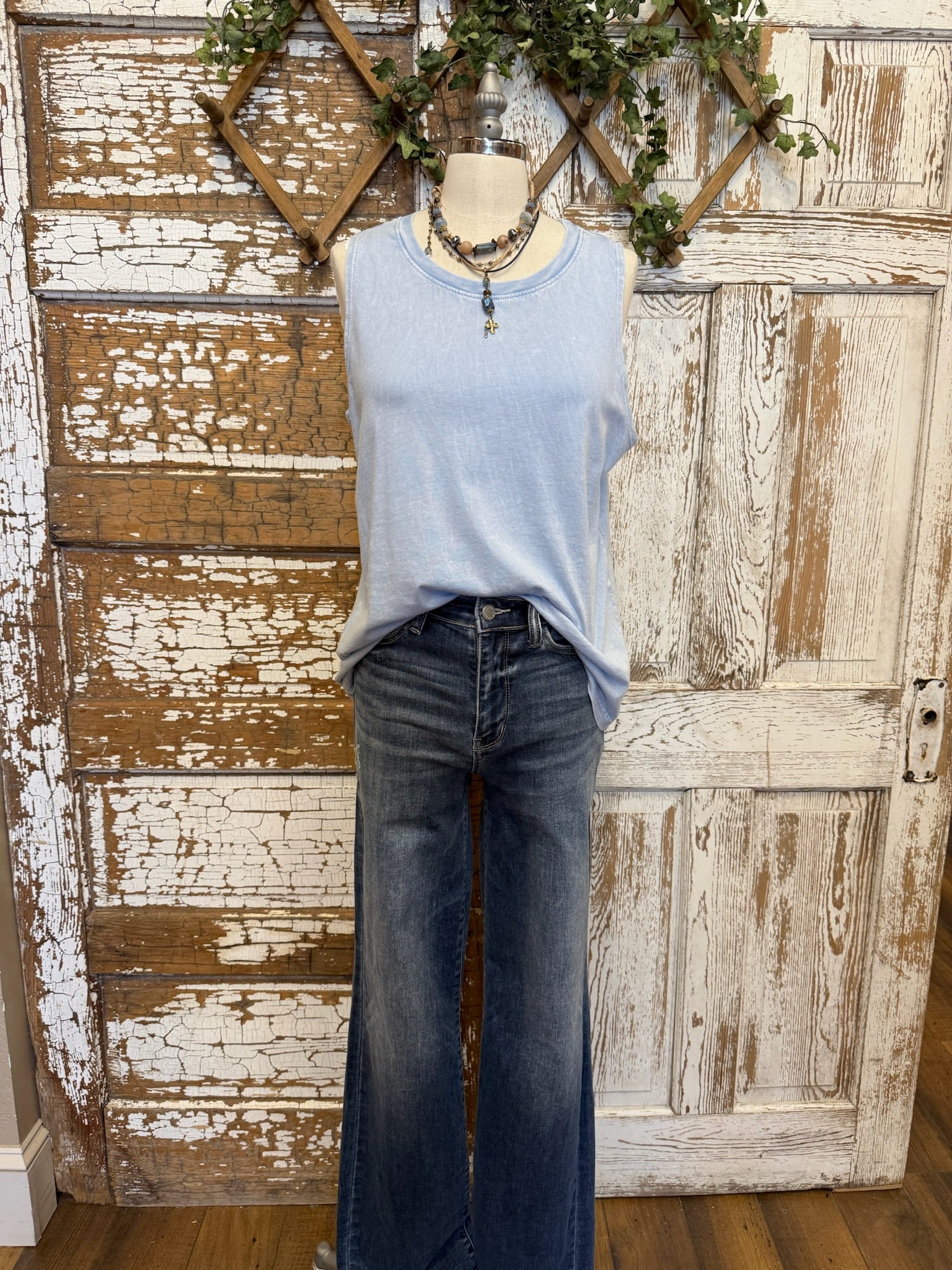 Sky blue women's boutique tank