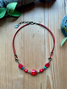 Handmade beaded red short necklace
