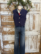 Navy pinstripe vest set