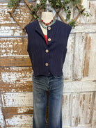 Navy pinstripe vest set
