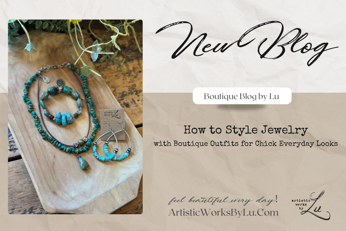 How to Style Handmade Jewelry with Boutique Outfits for a Chic Everyday Look - picture of turquoise jewelry on wooden surface