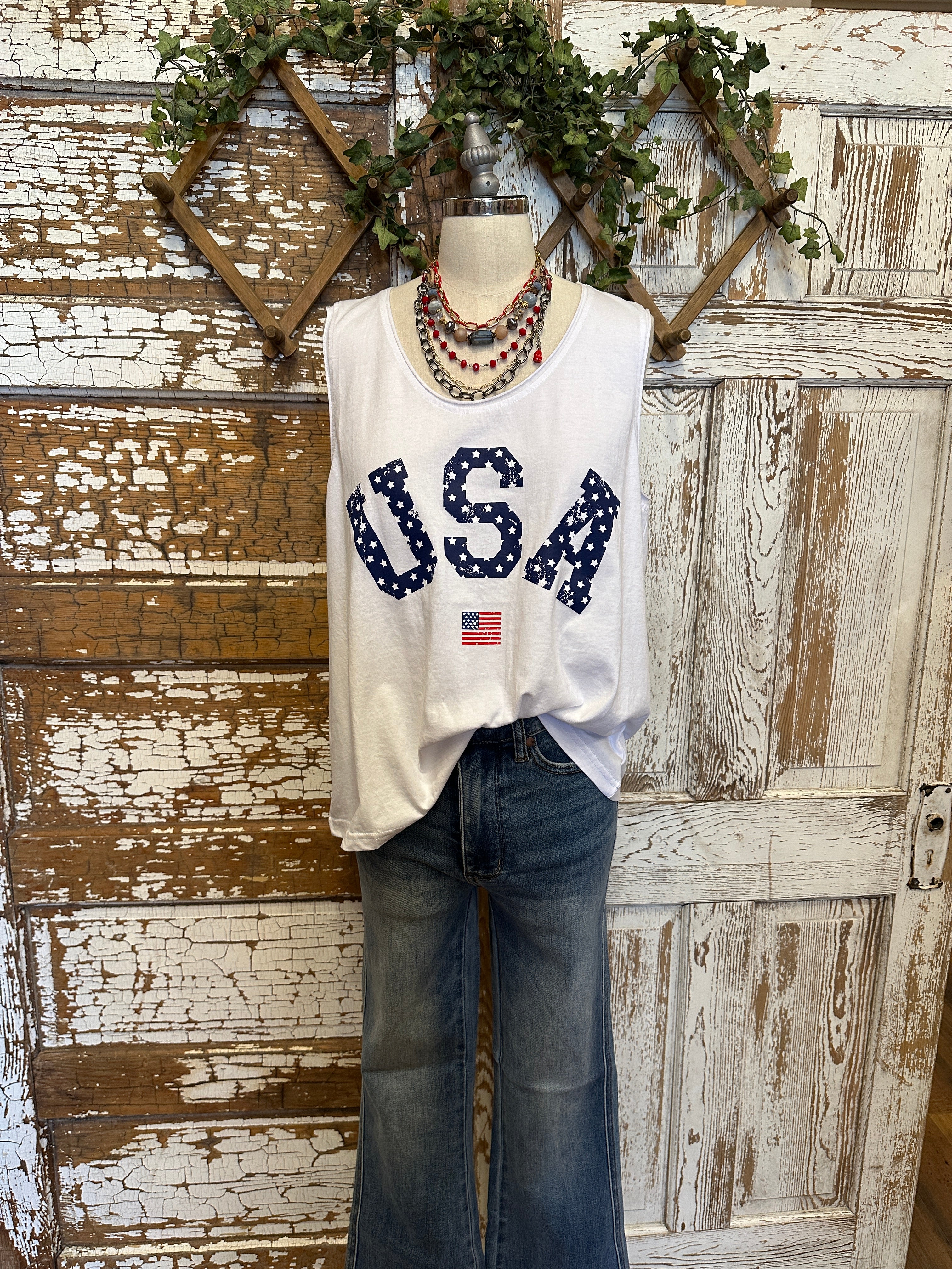 USA tank top women's boutique clothing