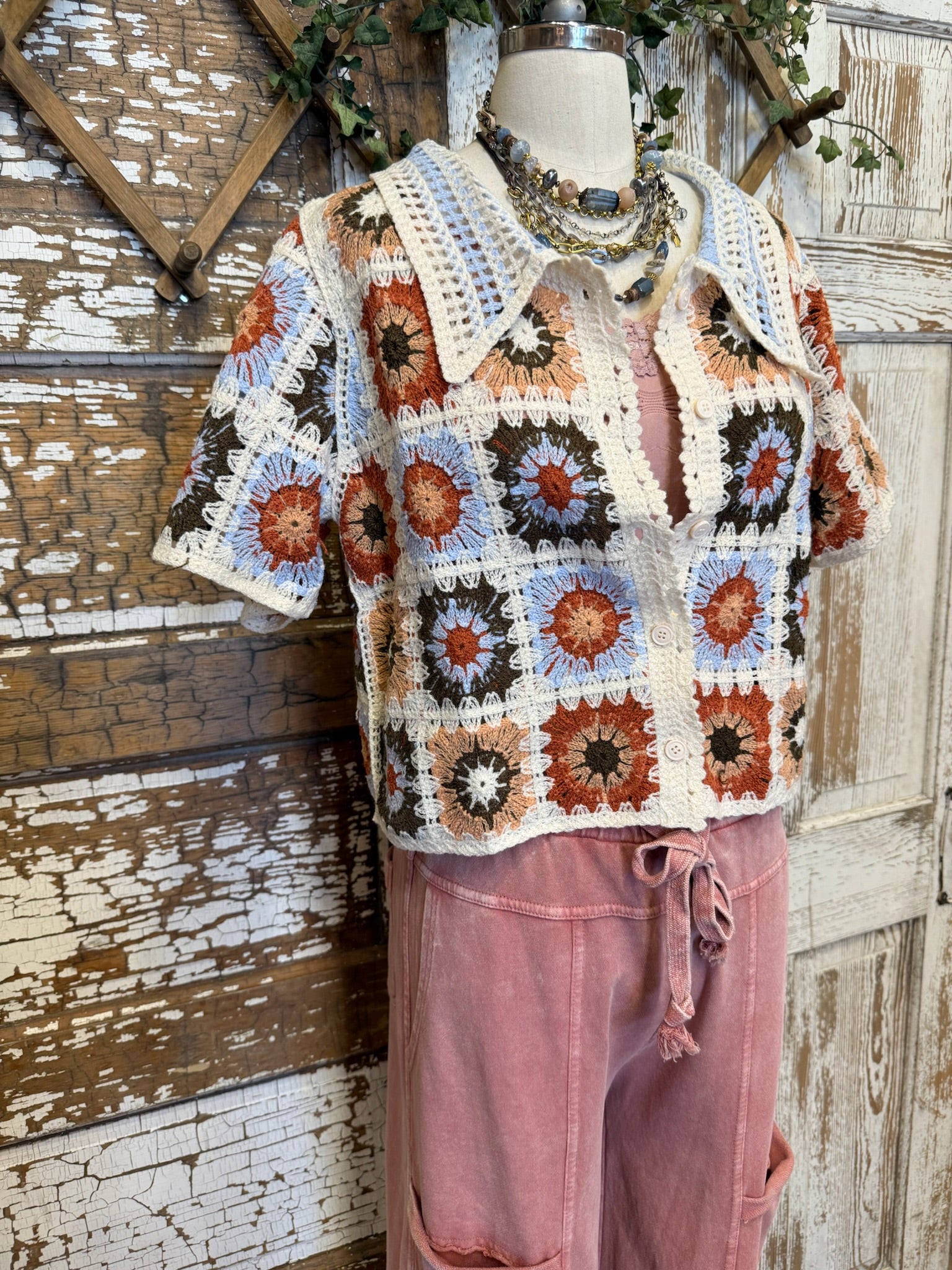 Crochet Square Cardigan for Women
