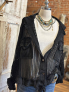 Mannequin wearing a Midnight Black Mesh Utiltiy Shacket with handmade jewelry in Springfield, Mo boutique