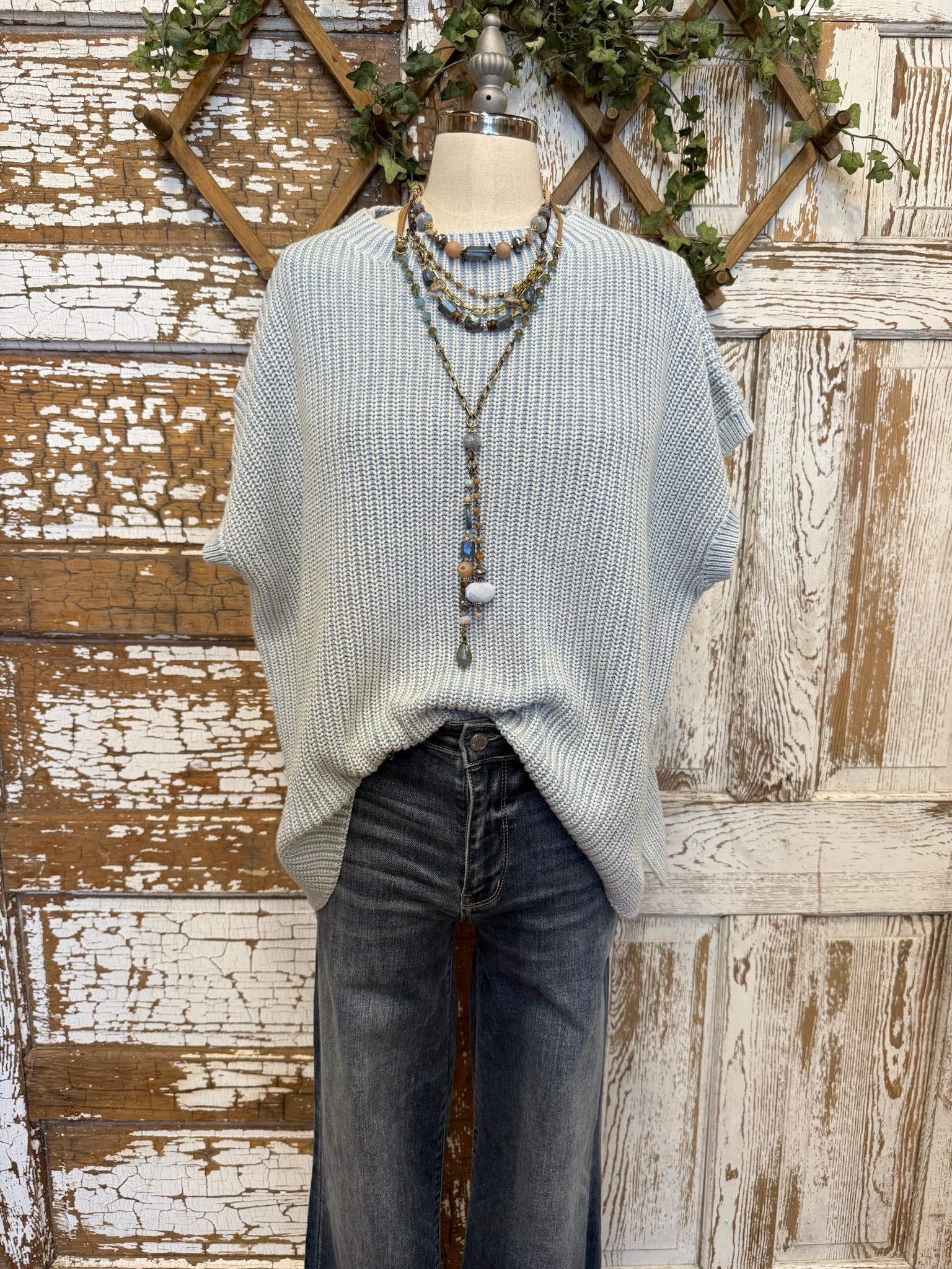 ocean blue knit women's top