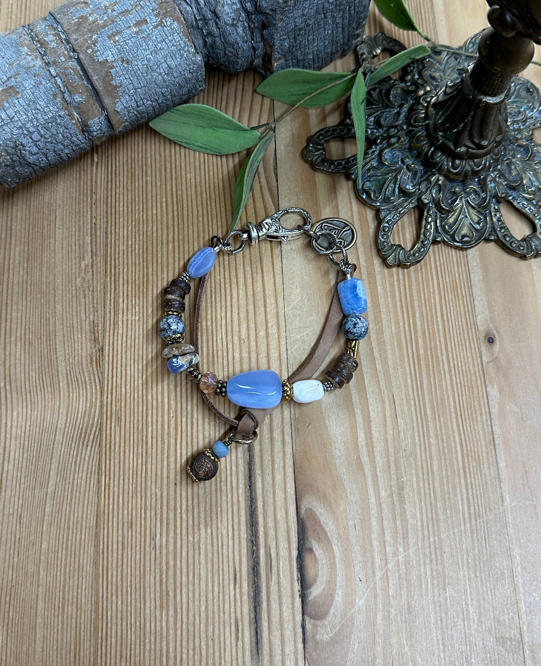 handmade blue beaded bracelet