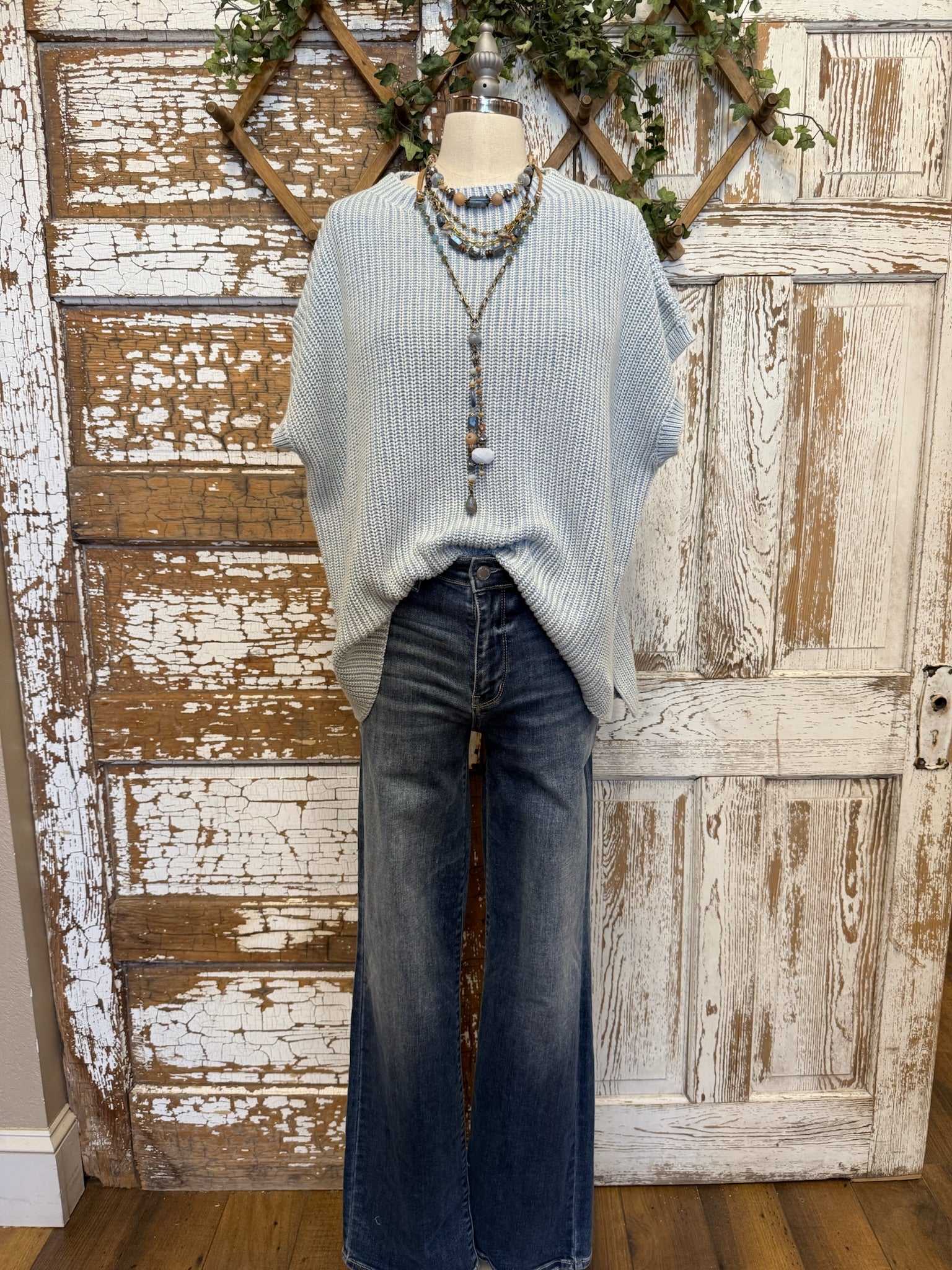 ocean blue knit women's top