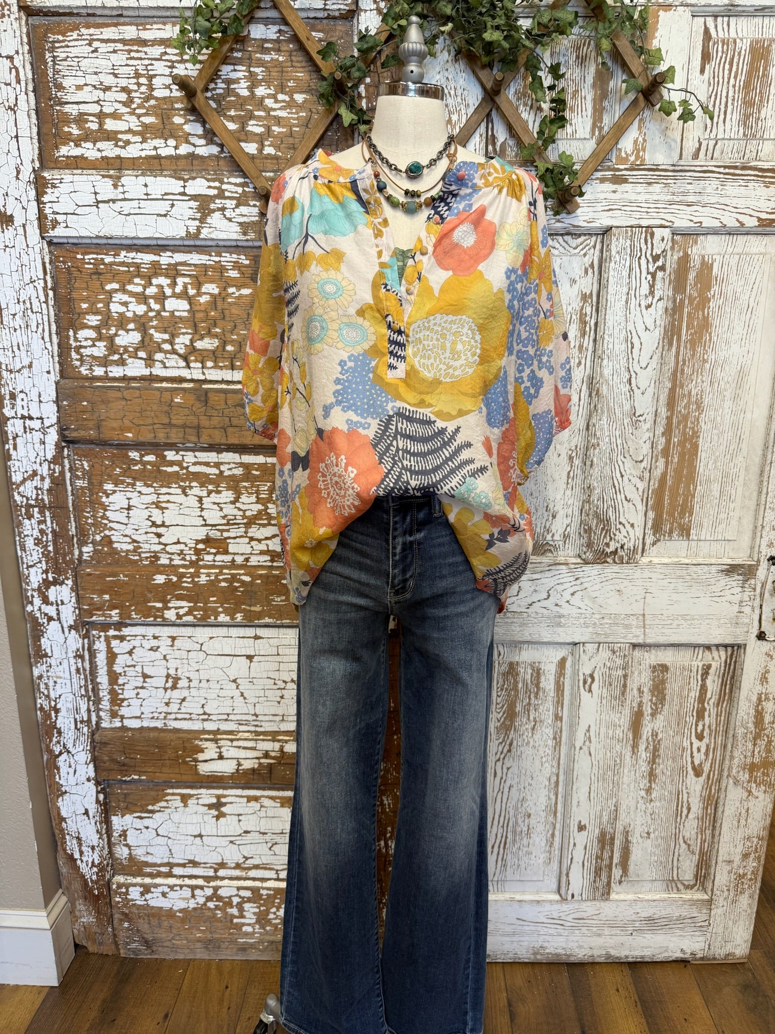 Boho sunset floral top