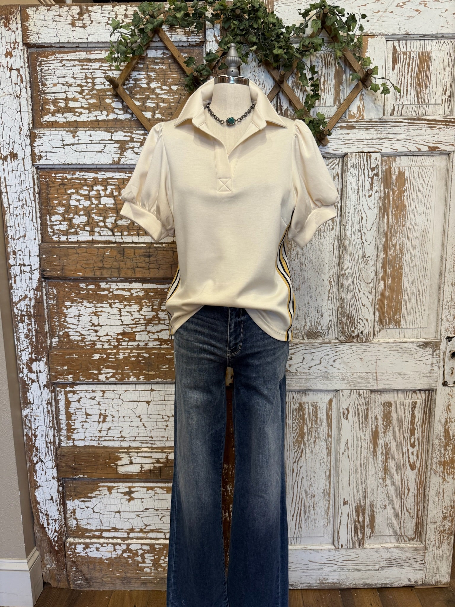 Stripe zipper top for women