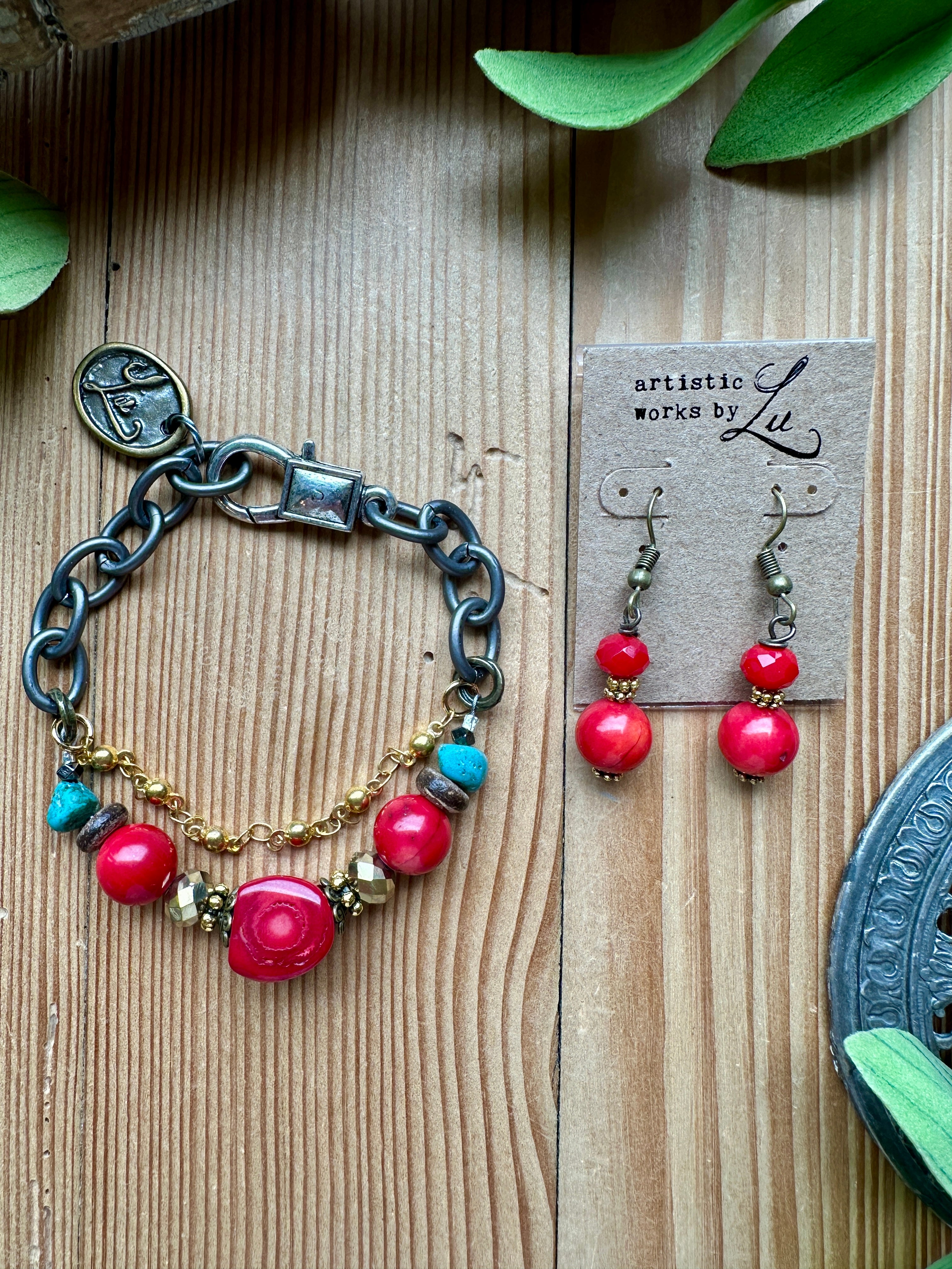 handmade red beaded bracelet