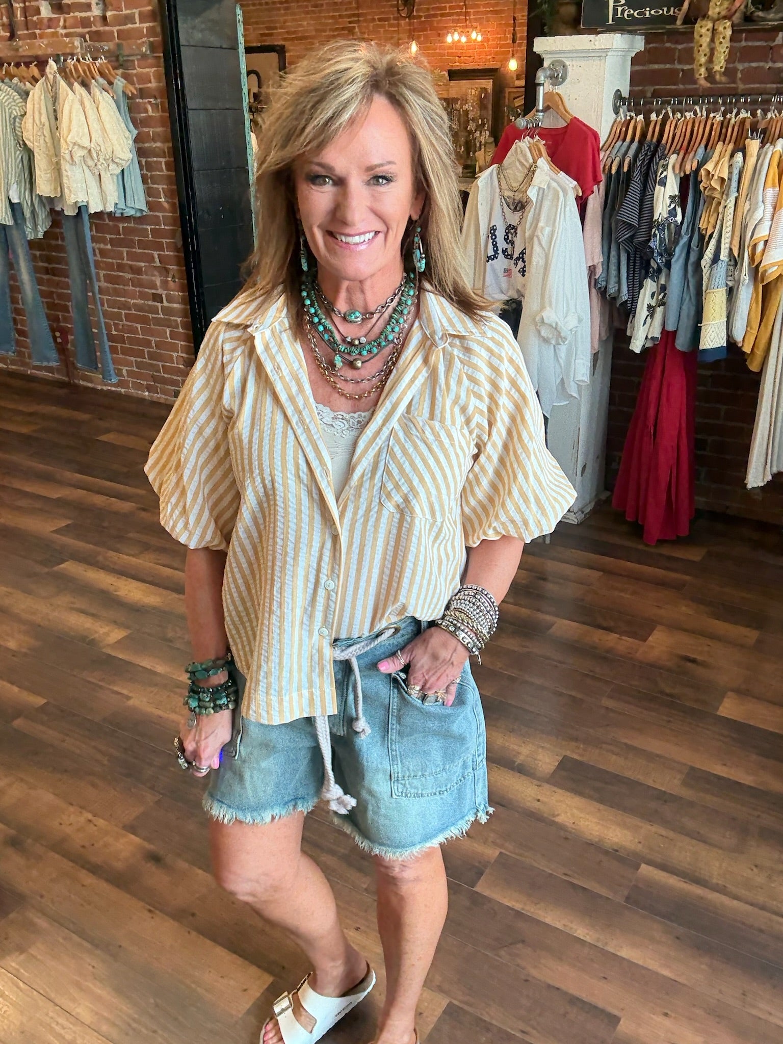 Sun Ray Yellow Striped Blouse