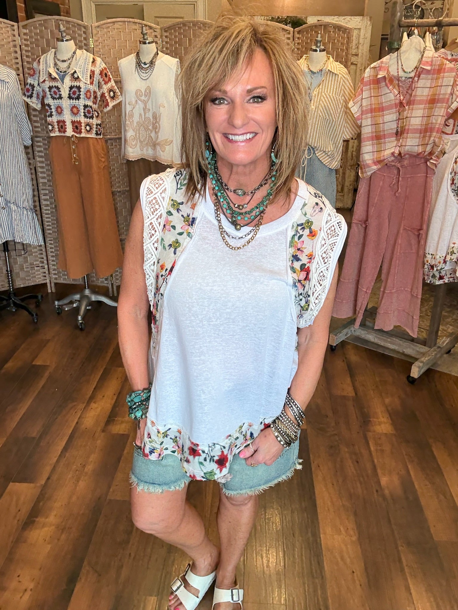 blooming floral white blouse