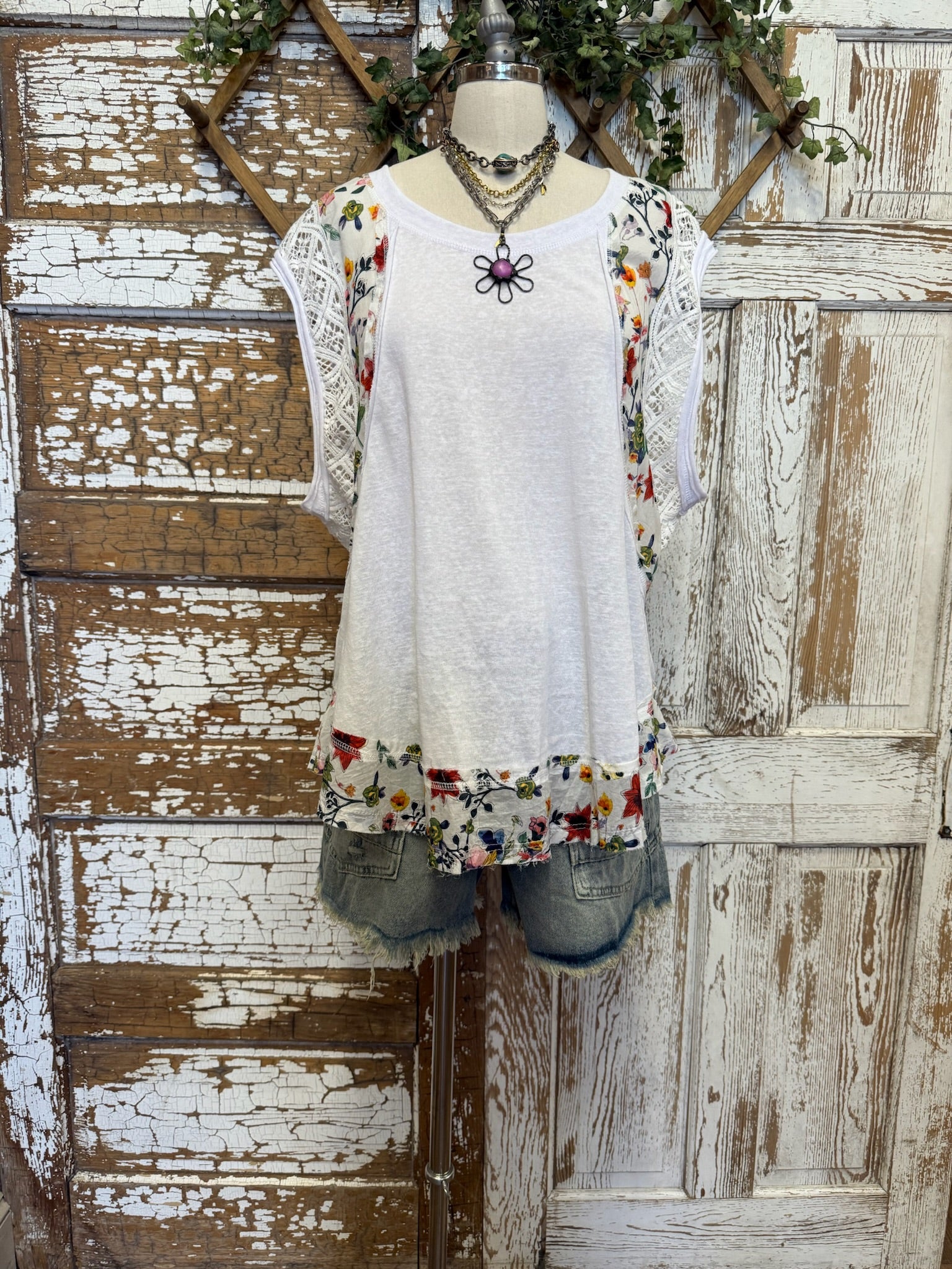 blooming floral white blouse