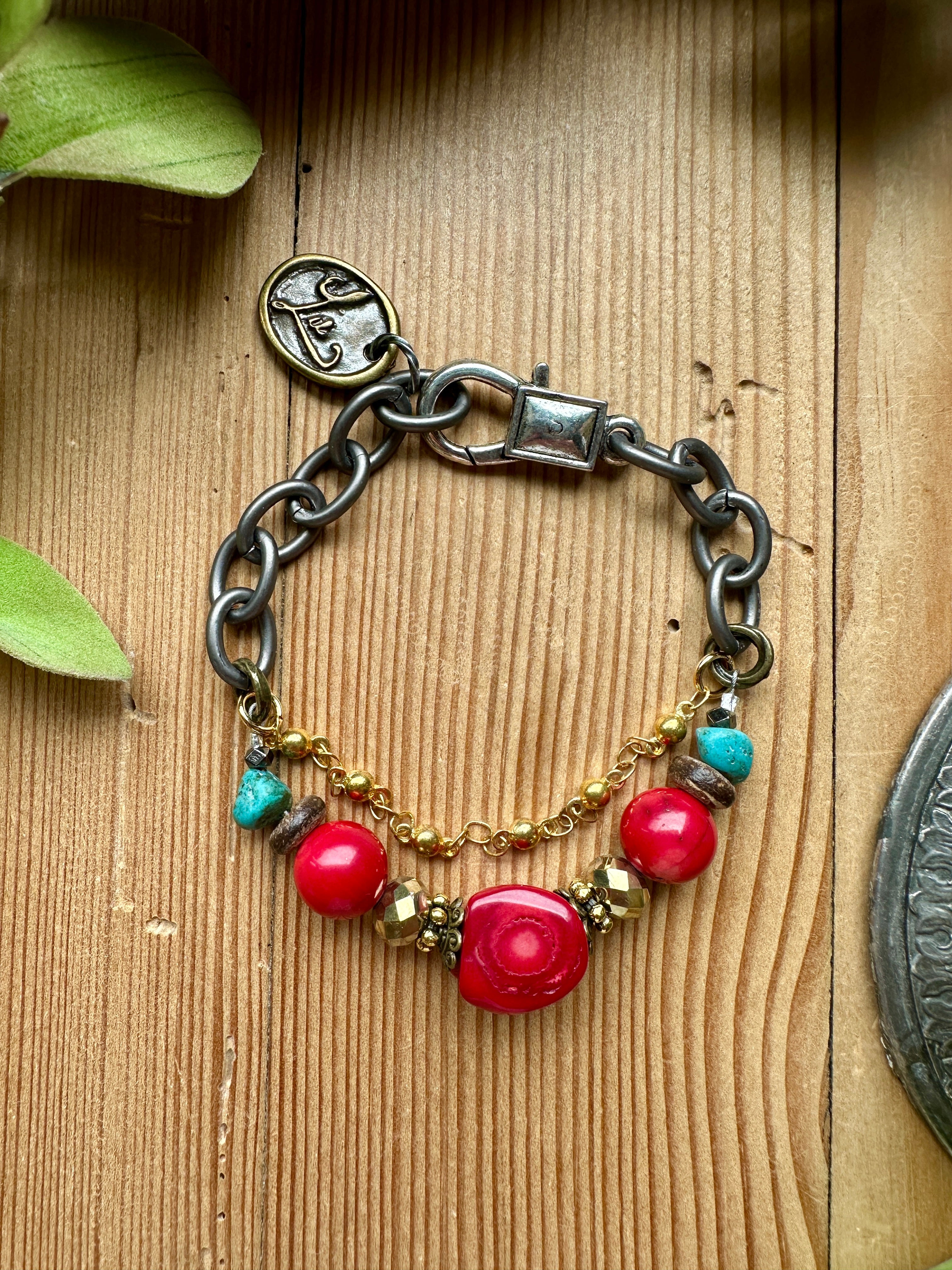 handmade red beaded bracelet