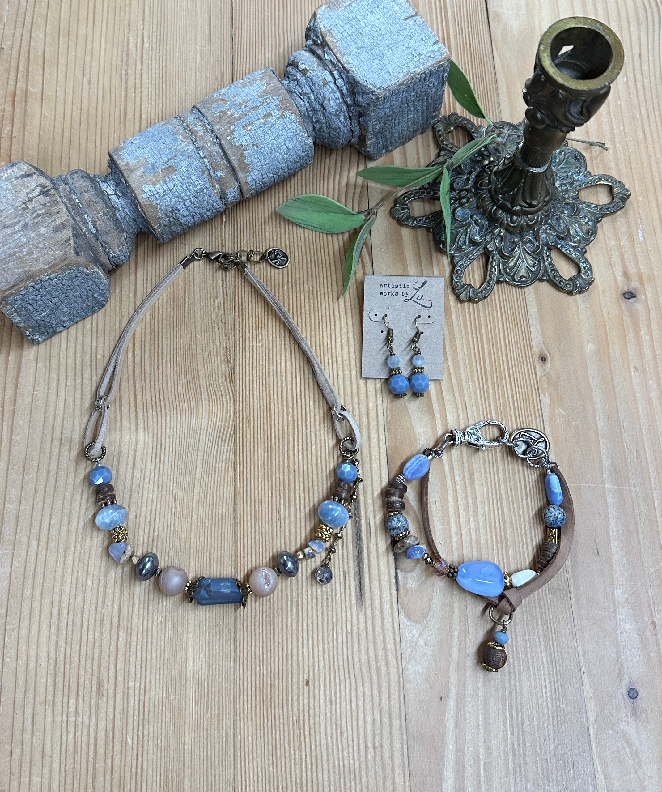 handmade blue beaded bracelet