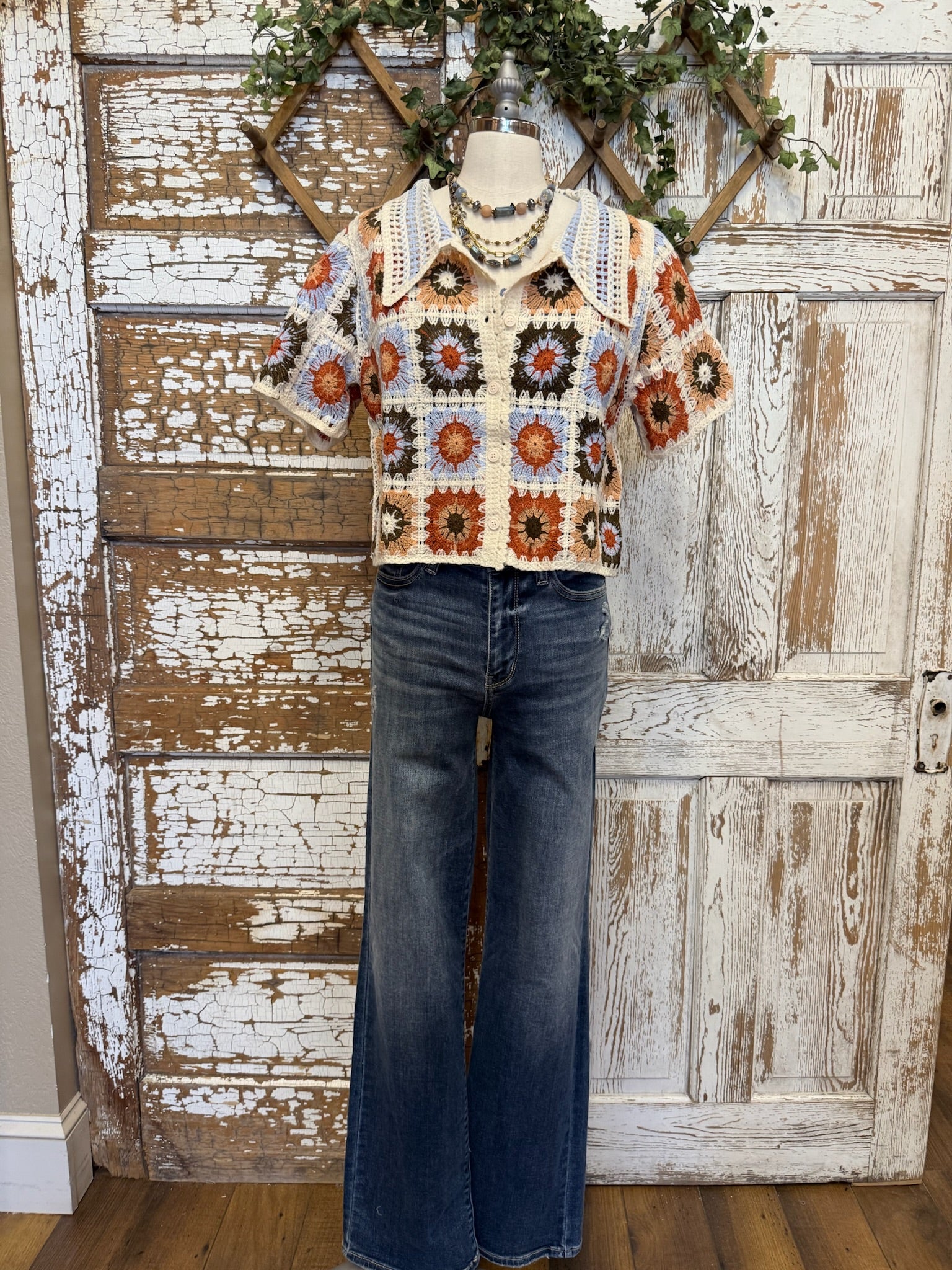 Crochet Square Cardigan for Women 