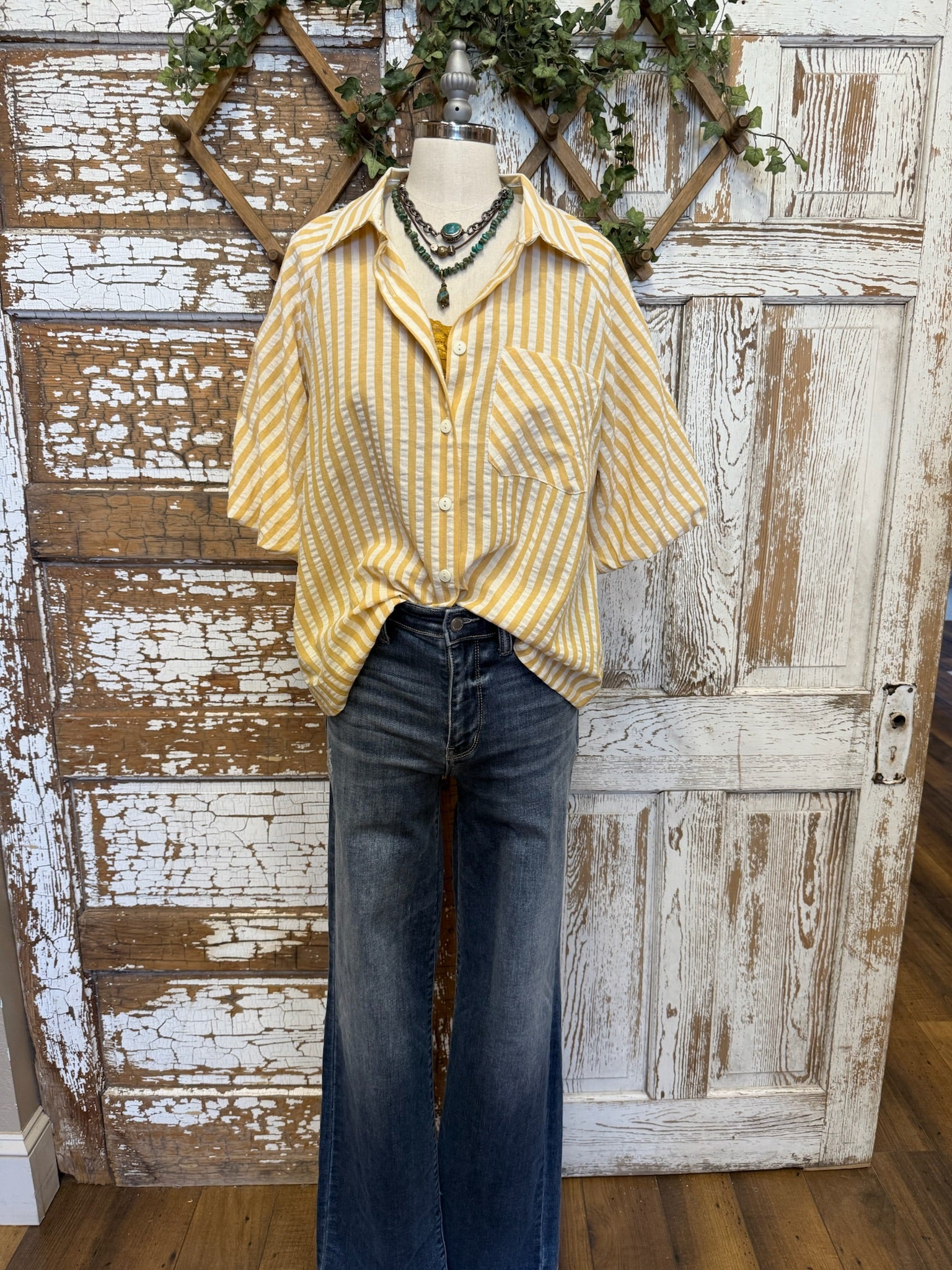Sun Ray Yellow Striped Blouse