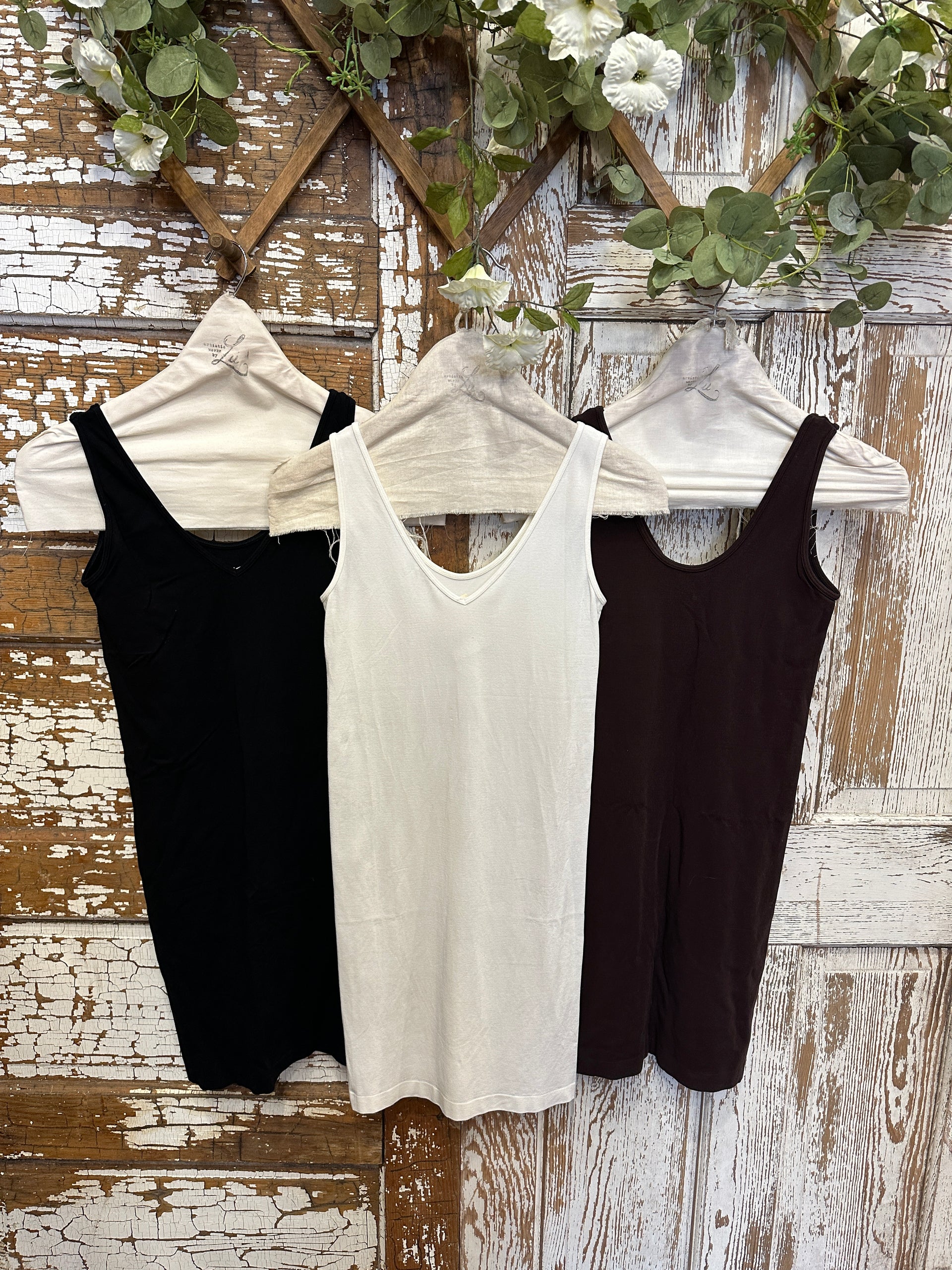Fitted Layering Tank Dresses Chocolate Fitted Layering Tank Dresses Chocolate