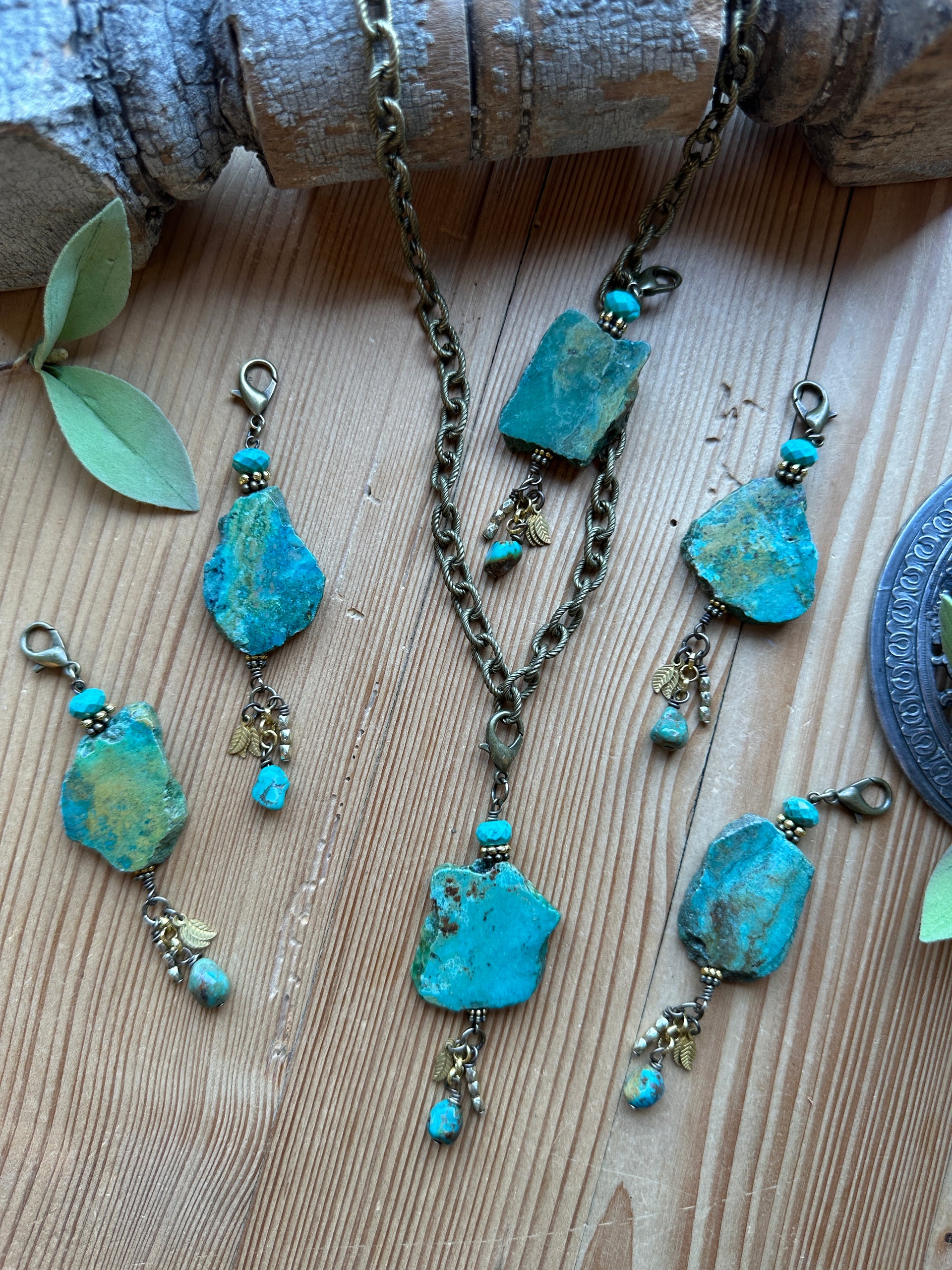 Flat Slab Genuine Turquoise Pendant – Artistic Works By Lu