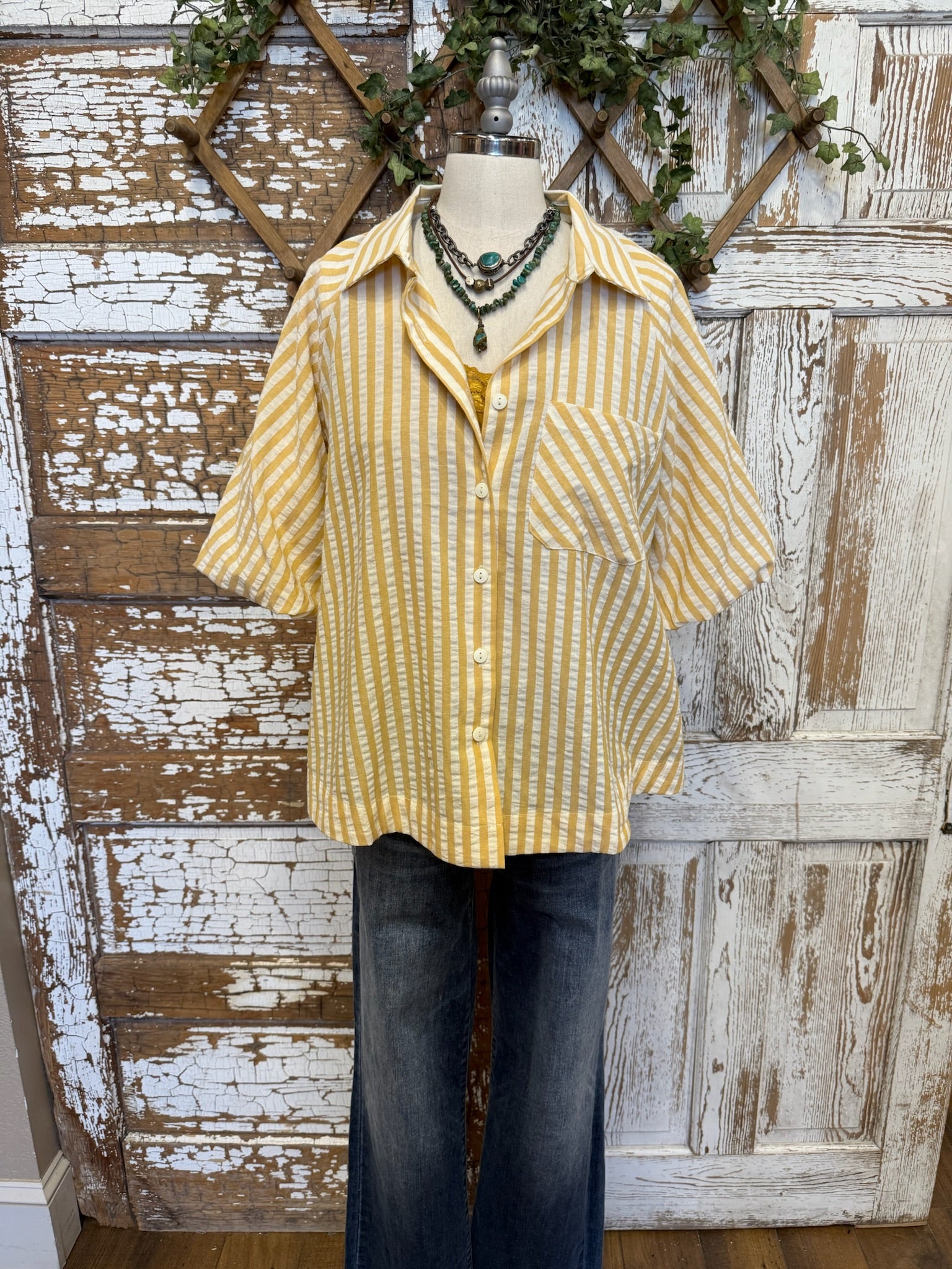 Sun Ray Yellow Striped Blouse