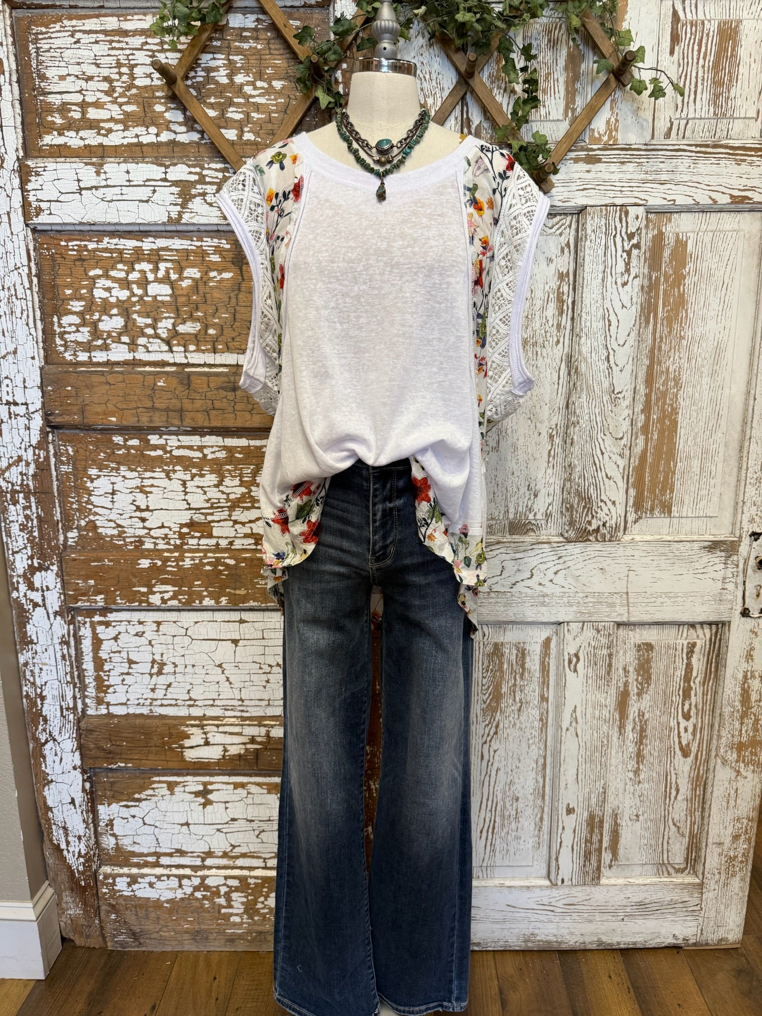 blooming floral white blouse