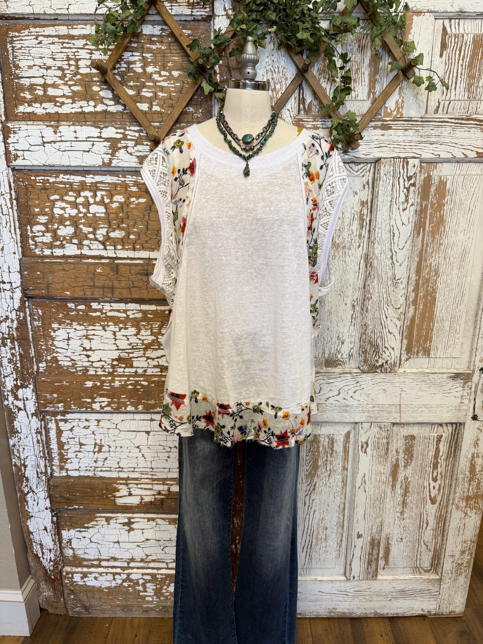 blooming floral white blouse