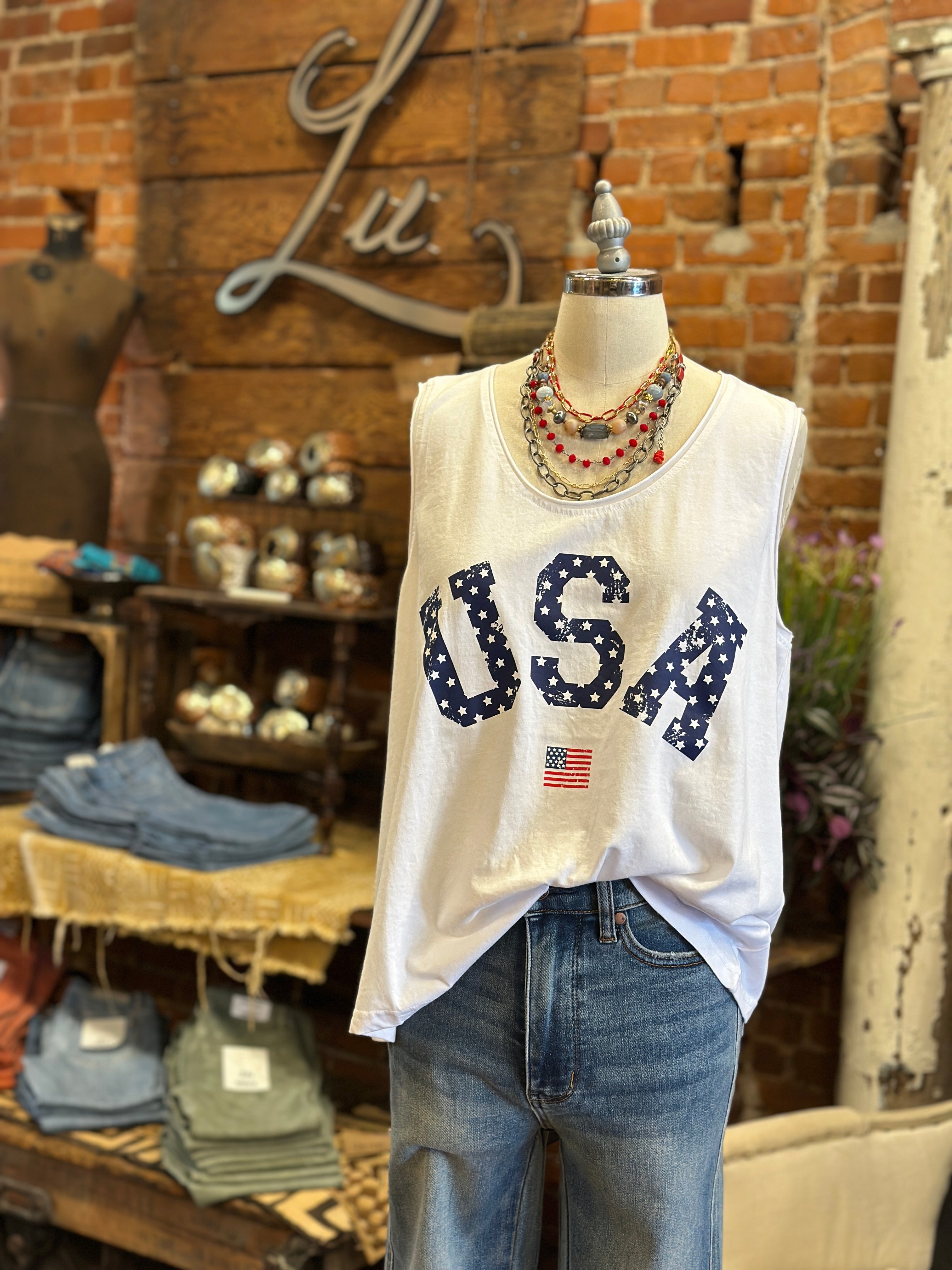 USA tank top women's boutique clothing