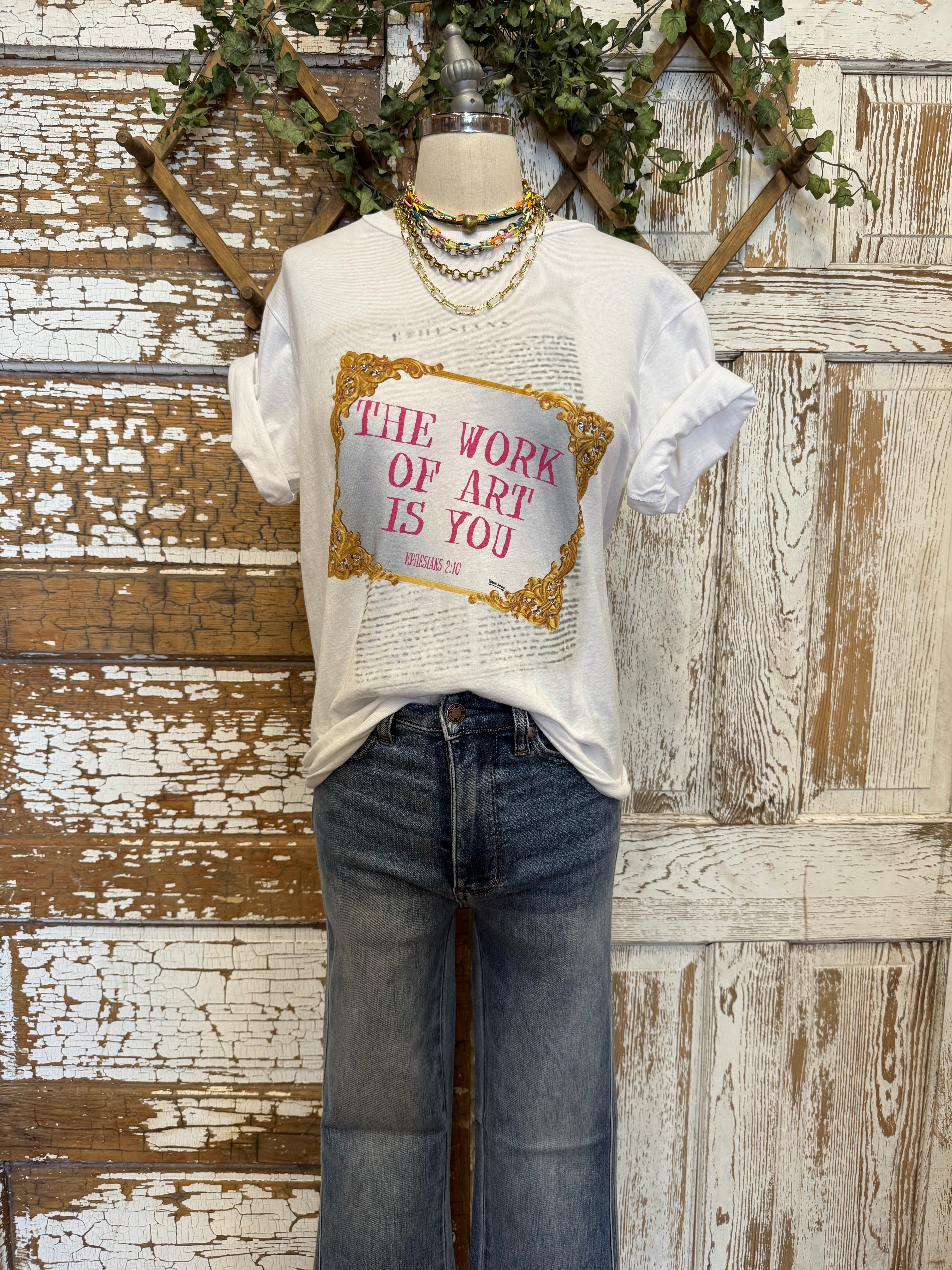 Mannequin wearing graphic tee