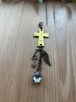 Gold Cross with Chain Fringe Pendant