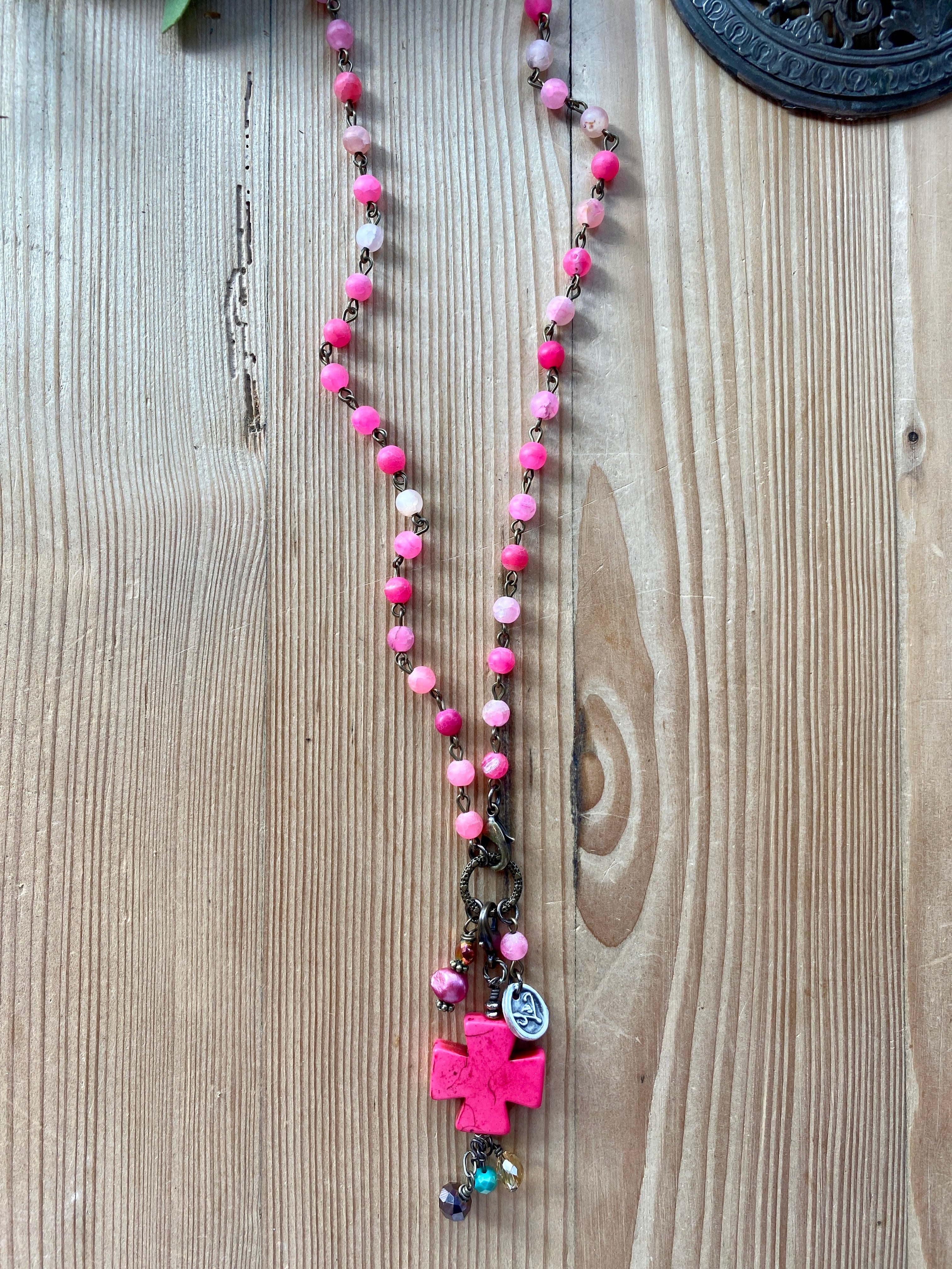 Fuchsia Cross Pendant